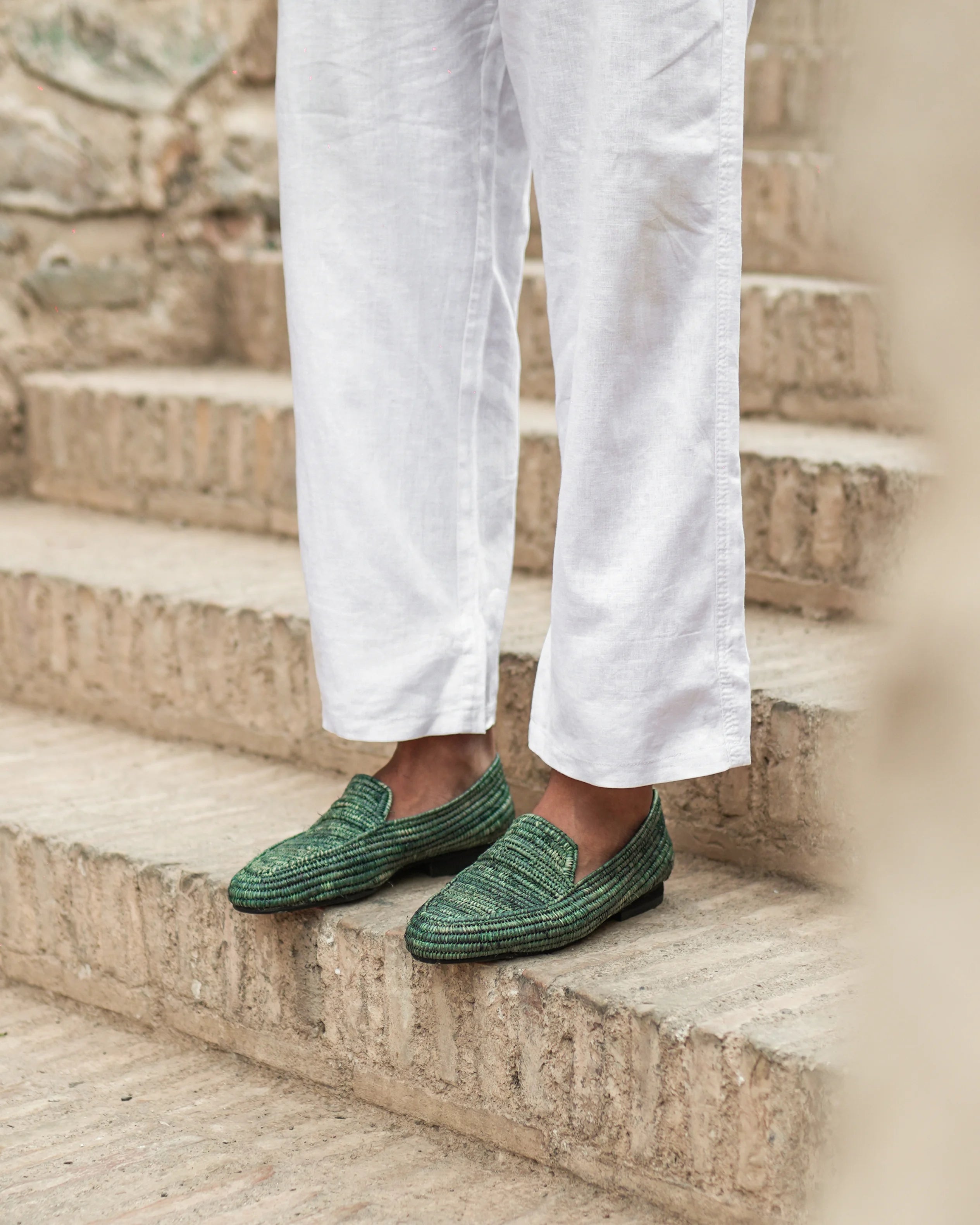 Forest Green Raffia Shoes for Men US 11 / EU 44