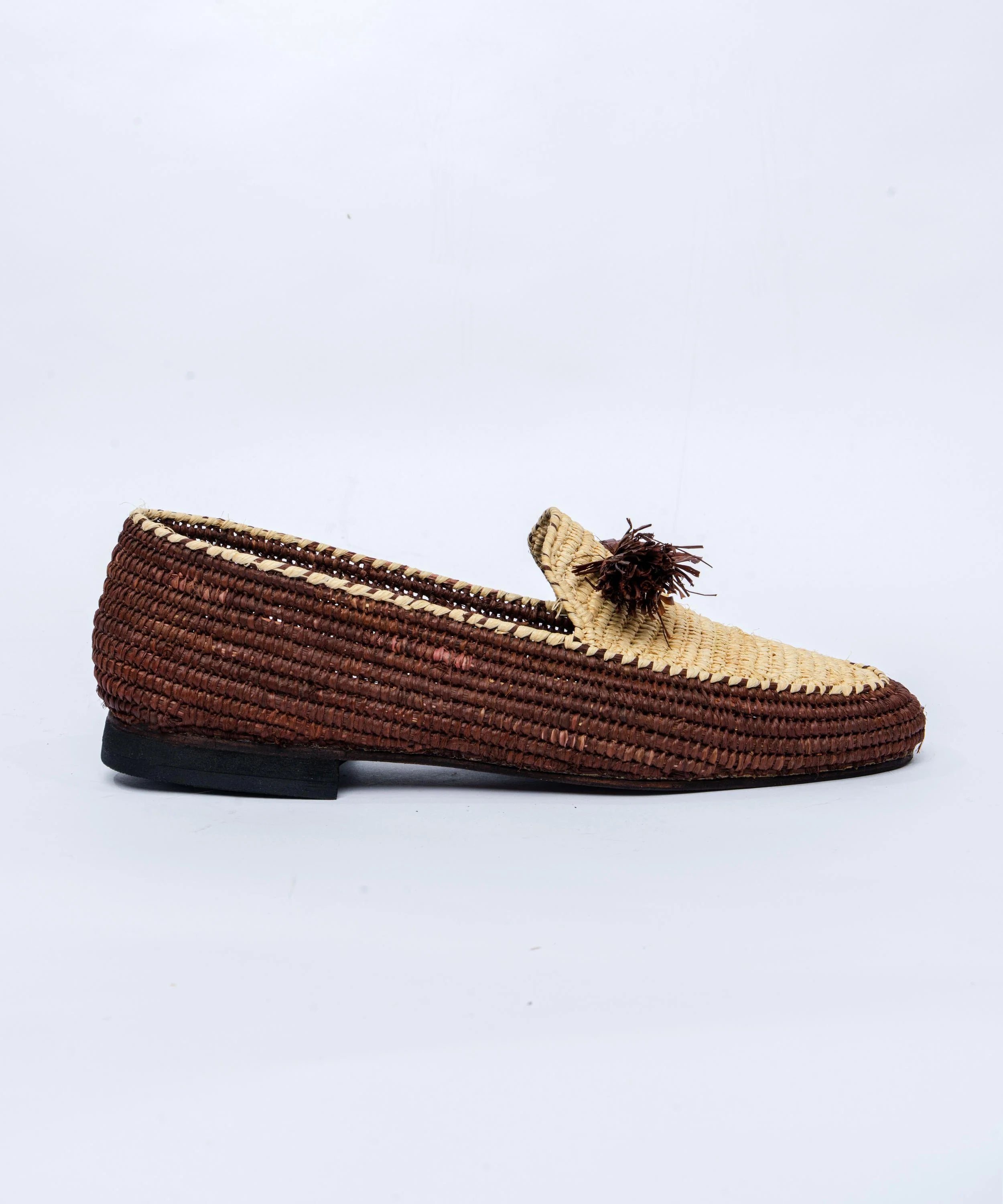 Men's Raffia Loafers in Dark Brown