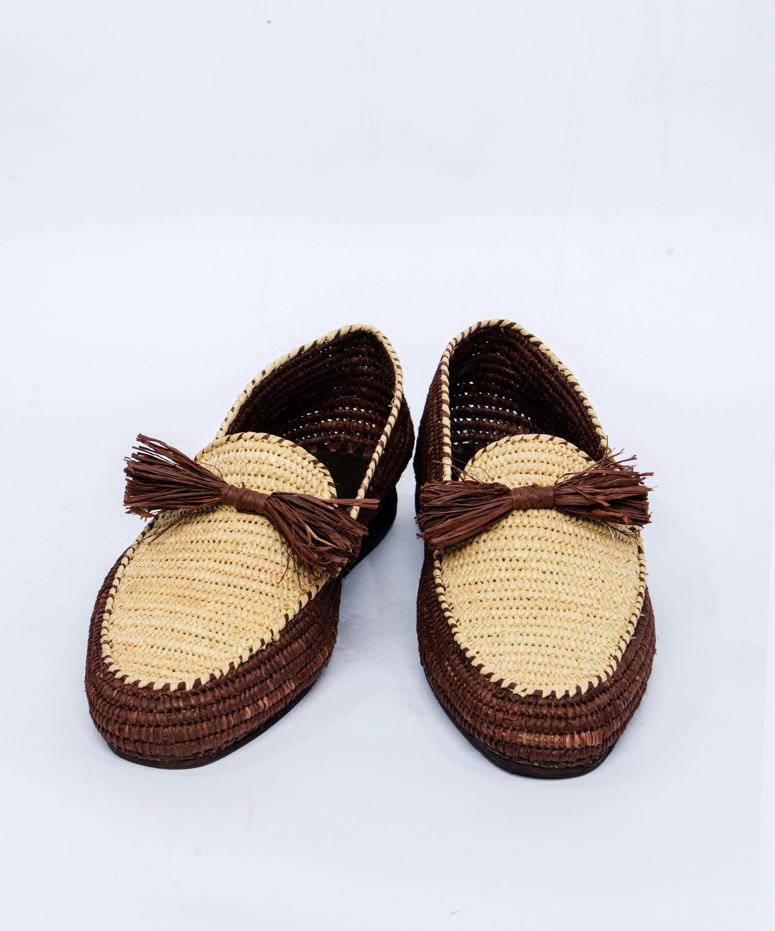 Men's Raffia Loafers in Dark Brown