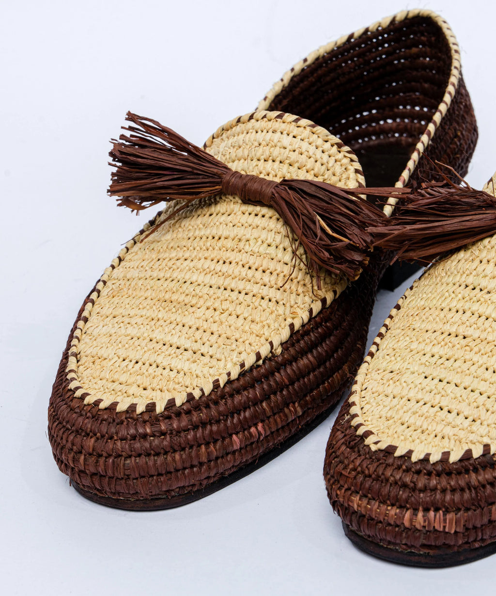 Men's Raffia Loafers in Dark Brown