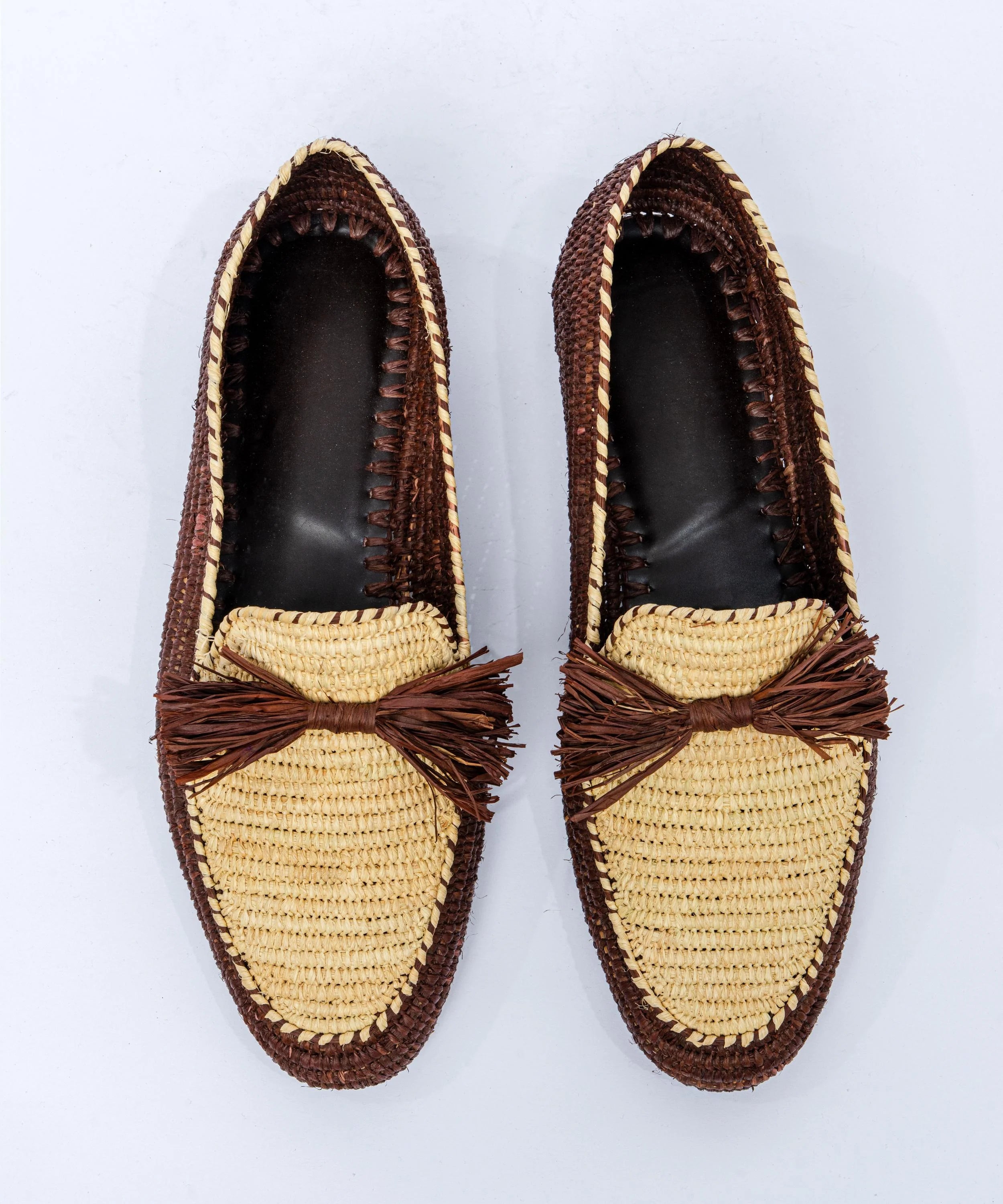 Men's Raffia Loafers in Dark Brown