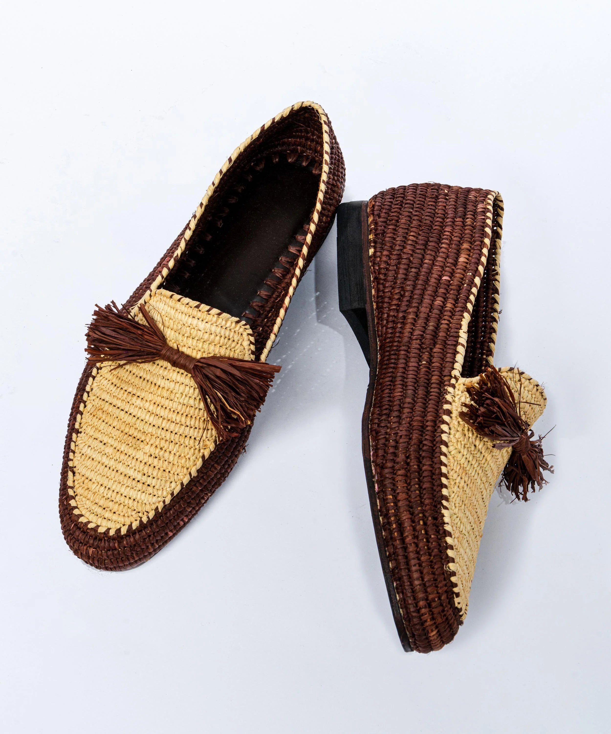 Men's Raffia Loafers in Dark Brown