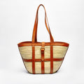 Sac cabas ceinturé en paille naturelle