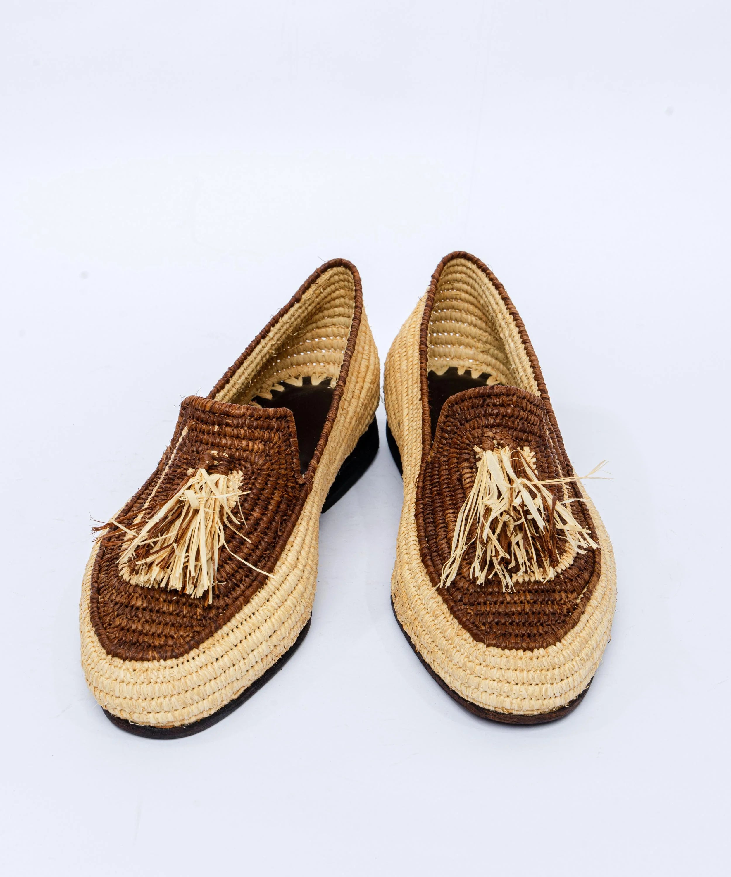 Men's Raffia Loafers in Natural & Earth Brown