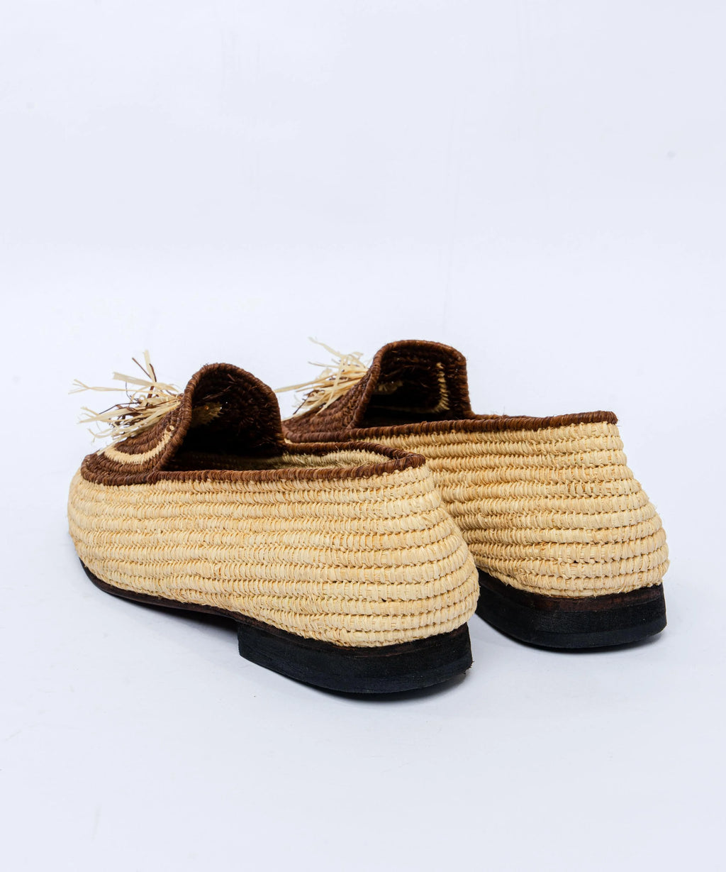 Men's Raffia Loafers in Natural & Earth Brown
