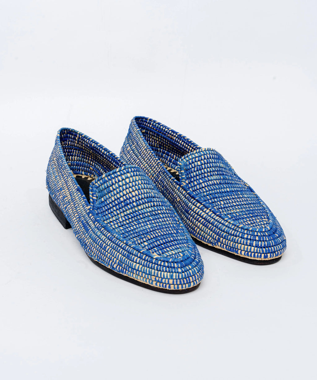 Men's Raffia Loafers in Cobalt Blue