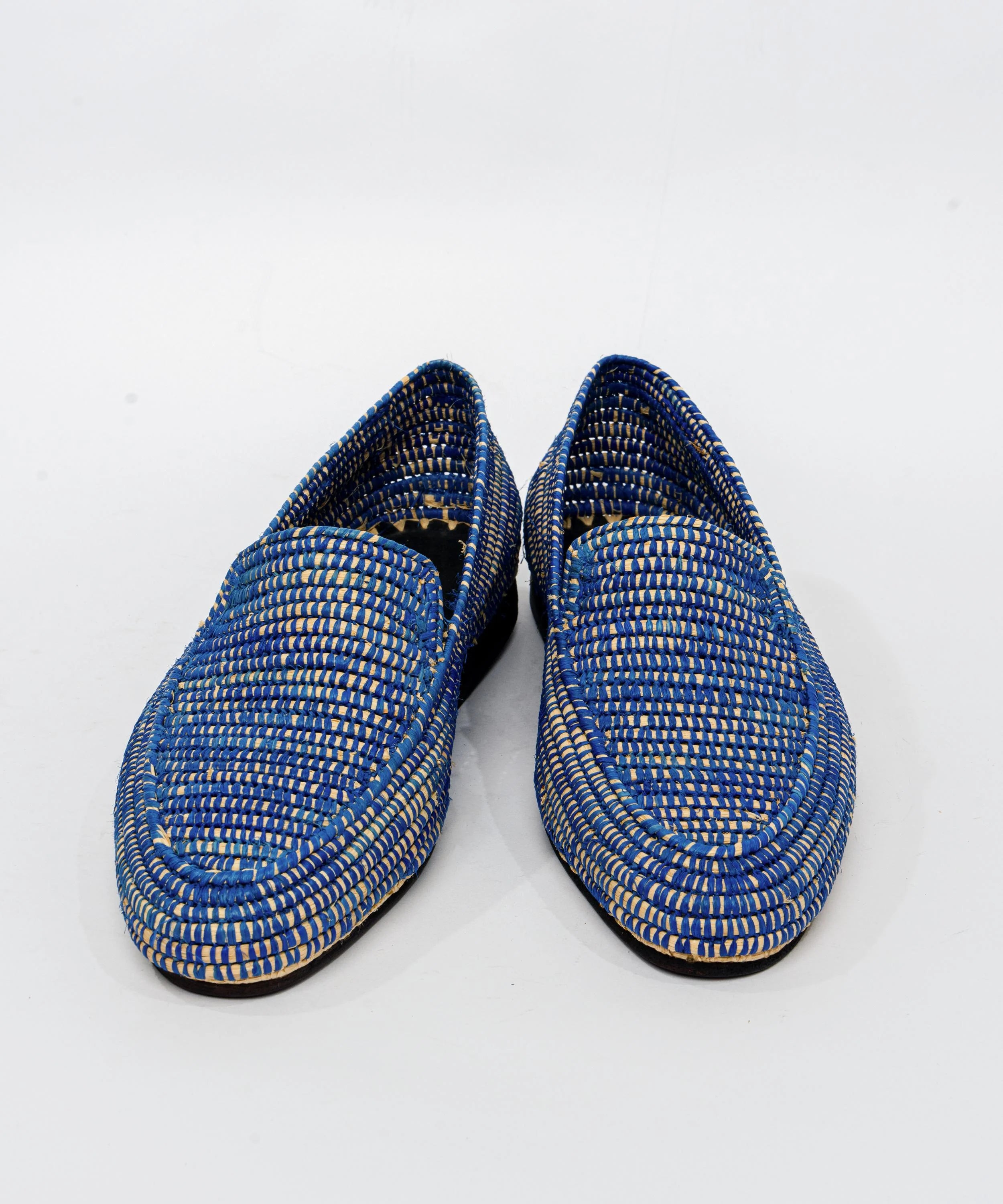 Men's Raffia Loafers in Cobalt Blue