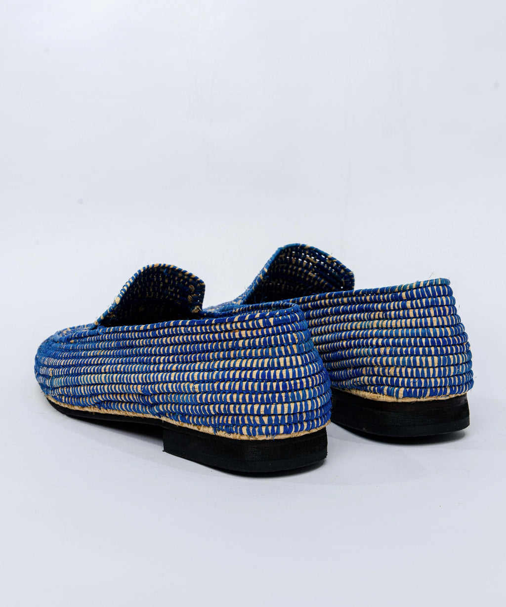 Men's Raffia Loafers in Cobalt Blue