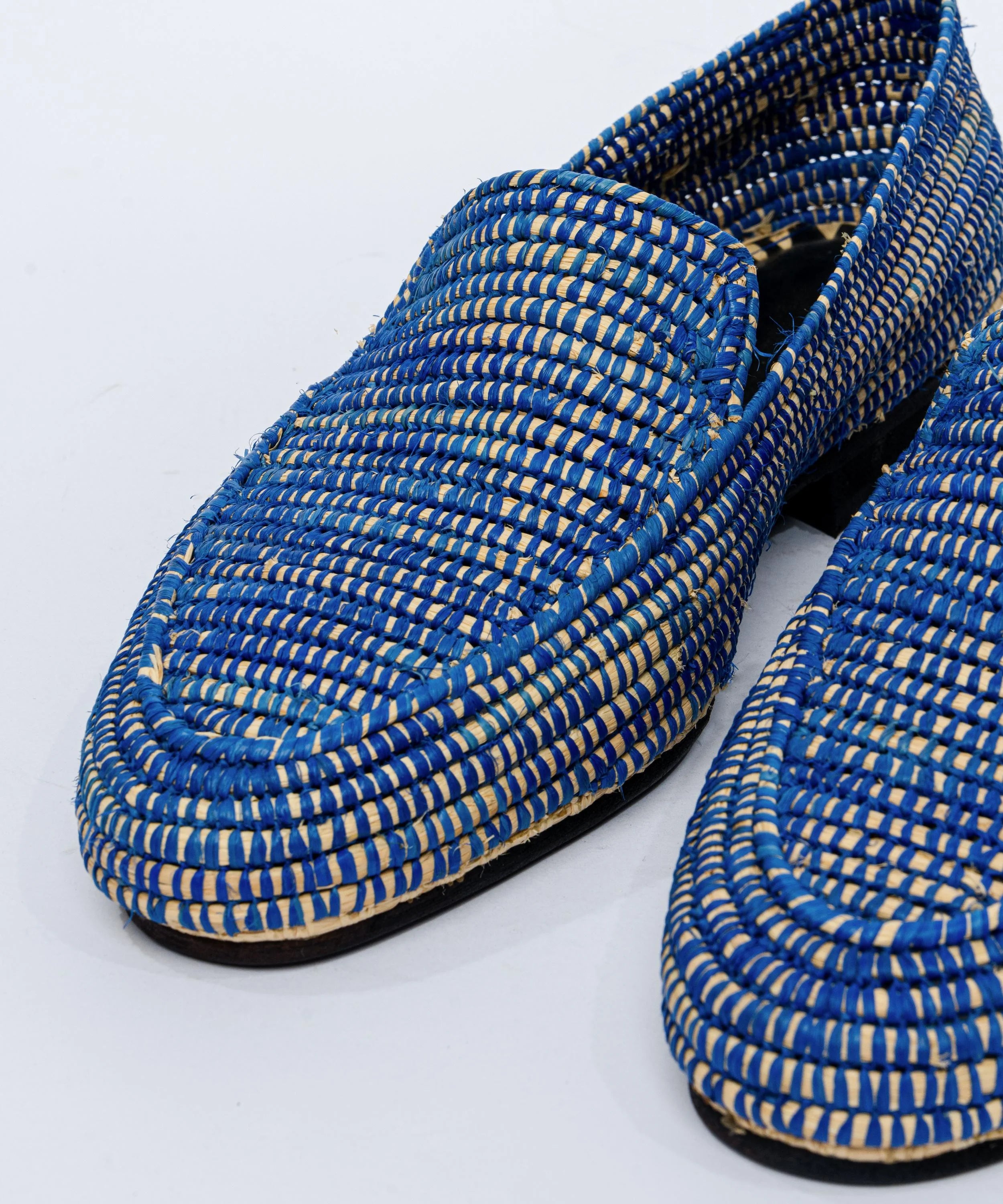 Men's Raffia Loafers in Cobalt Blue