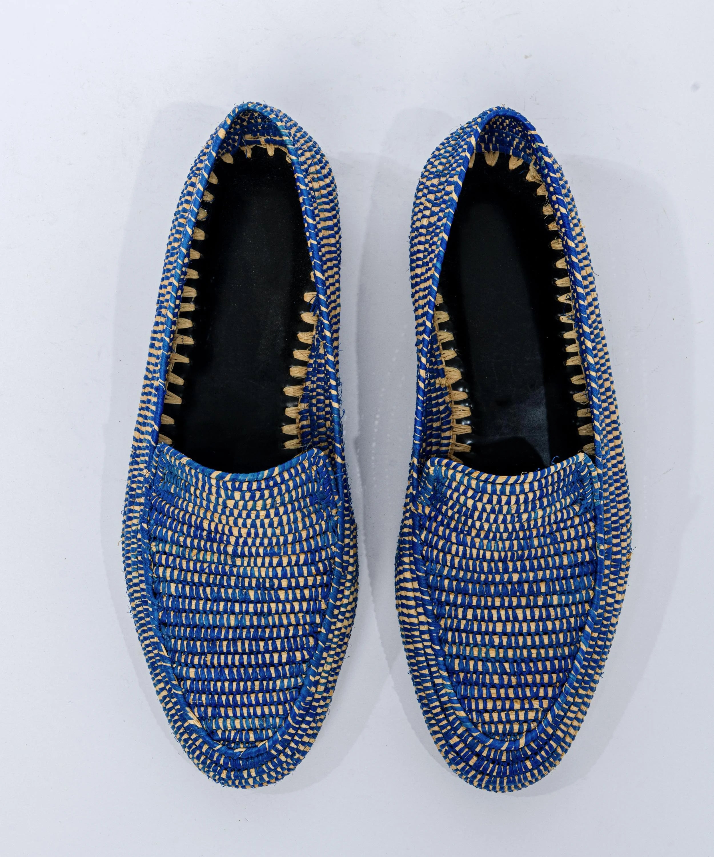 Men's Raffia Loafers in Cobalt Blue