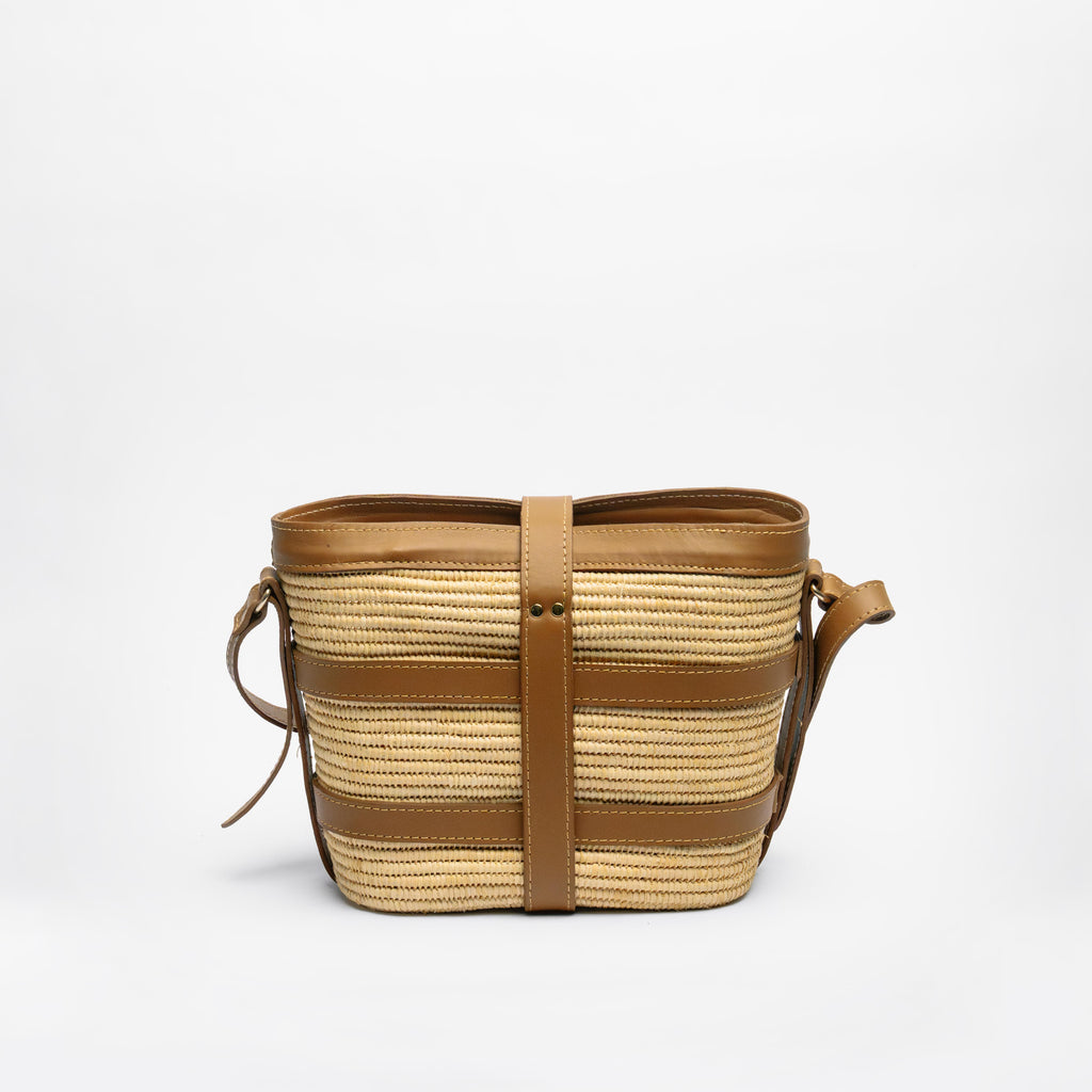 Raffia Tote Bag with Buckle Closure