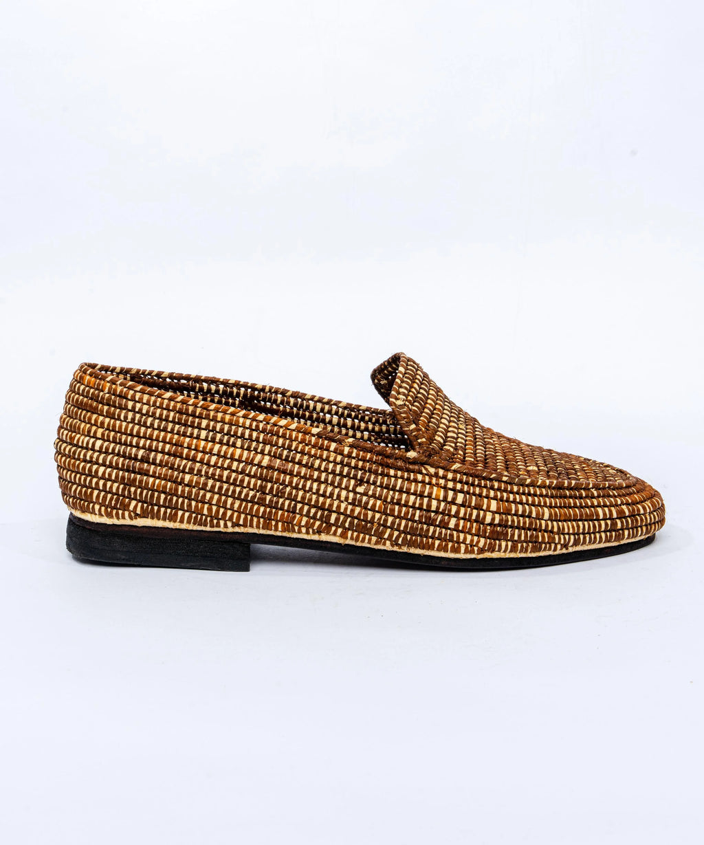 Men's Raffia Loafers in Ivory & Brown