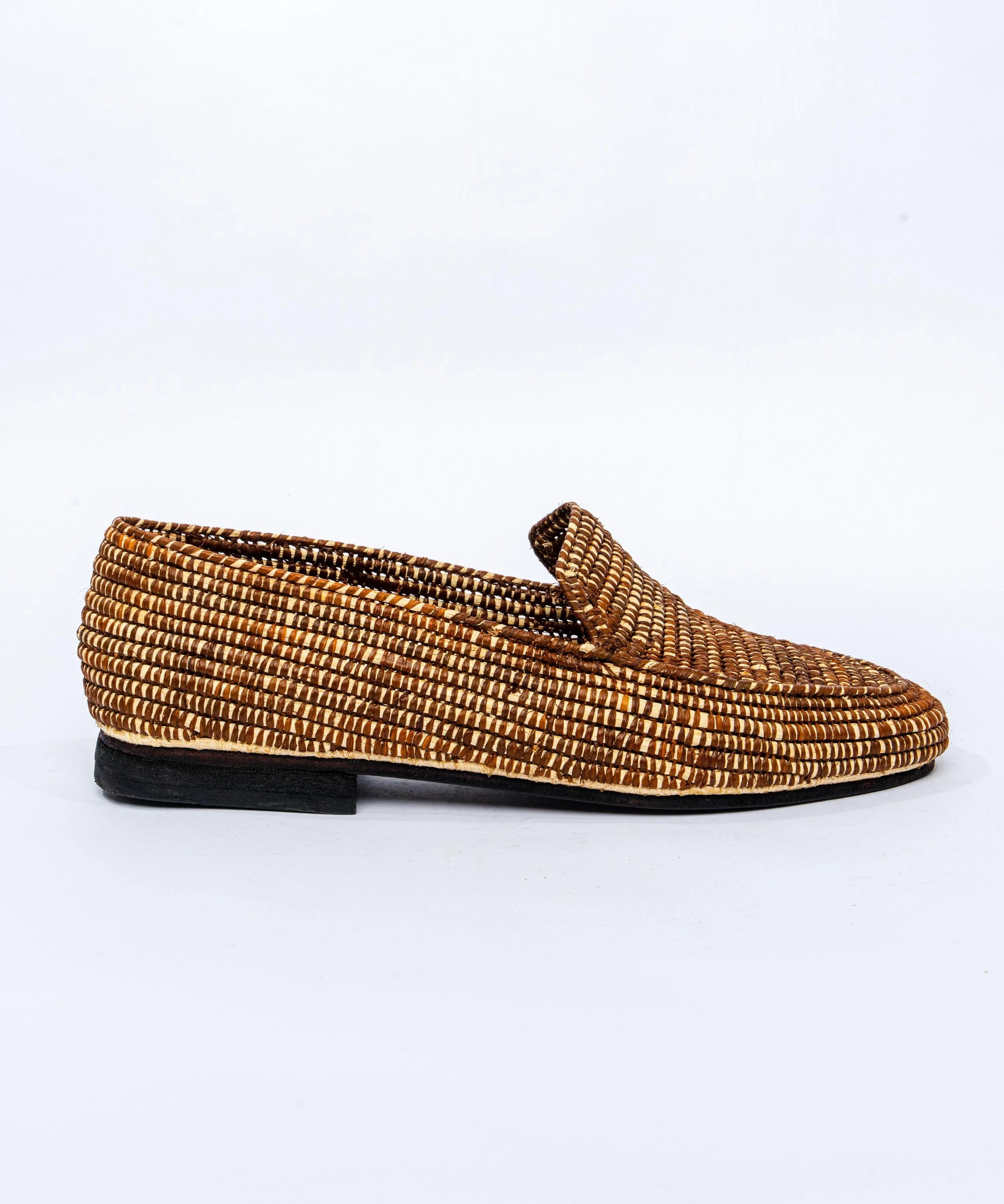 Men's Raffia Loafers in Ivory & Brown