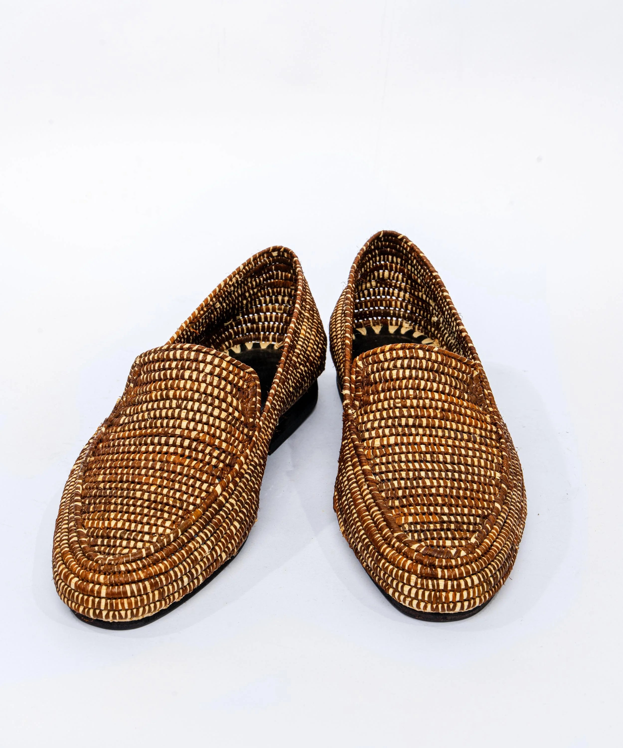 Men's Raffia Loafers in Ivory & Brown