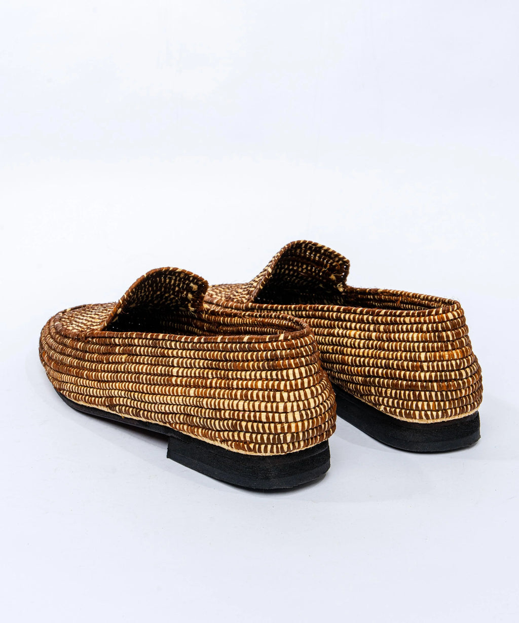 Men's Raffia Loafers in Ivory & Brown