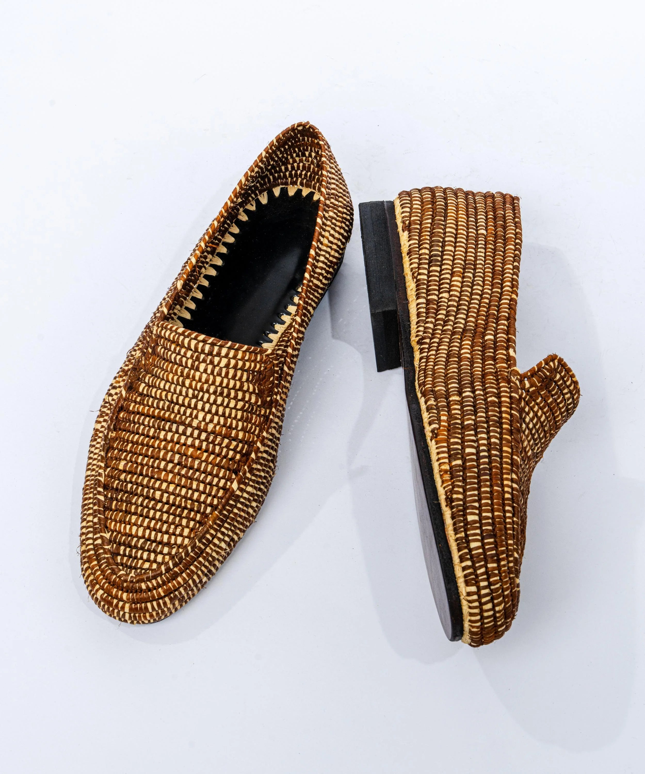Men's Raffia Loafers in Ivory & Brown