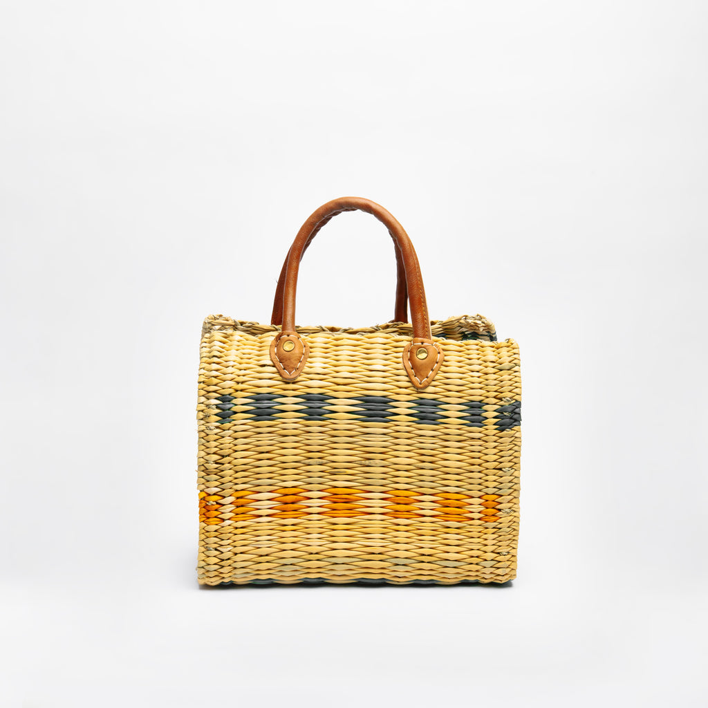 Handwoven Straw Tote Bag with Leather Handles