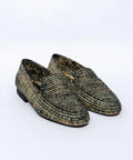Men's Raffia Loafers in Black & Beige