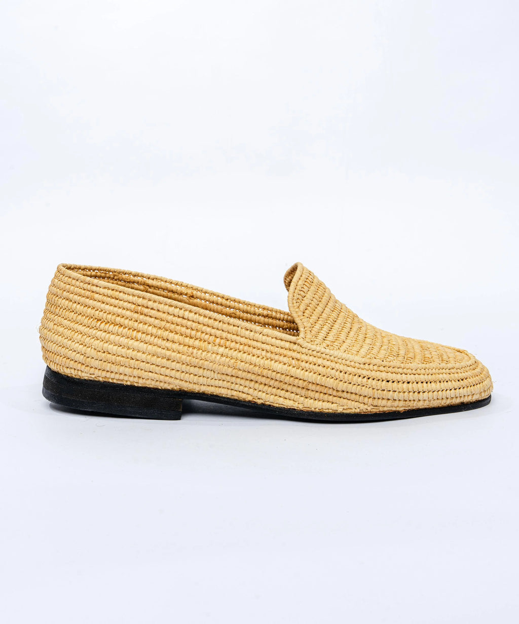 Men's Raffia Loafers in Golden Sand