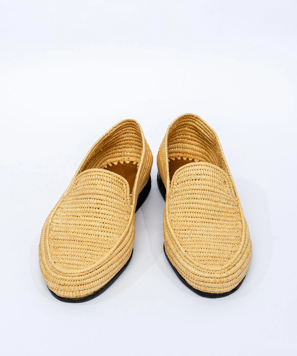 Men's Raffia Loafers in Golden Sand