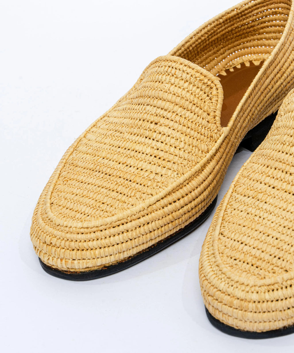 Men's Raffia Loafers in Golden Sand