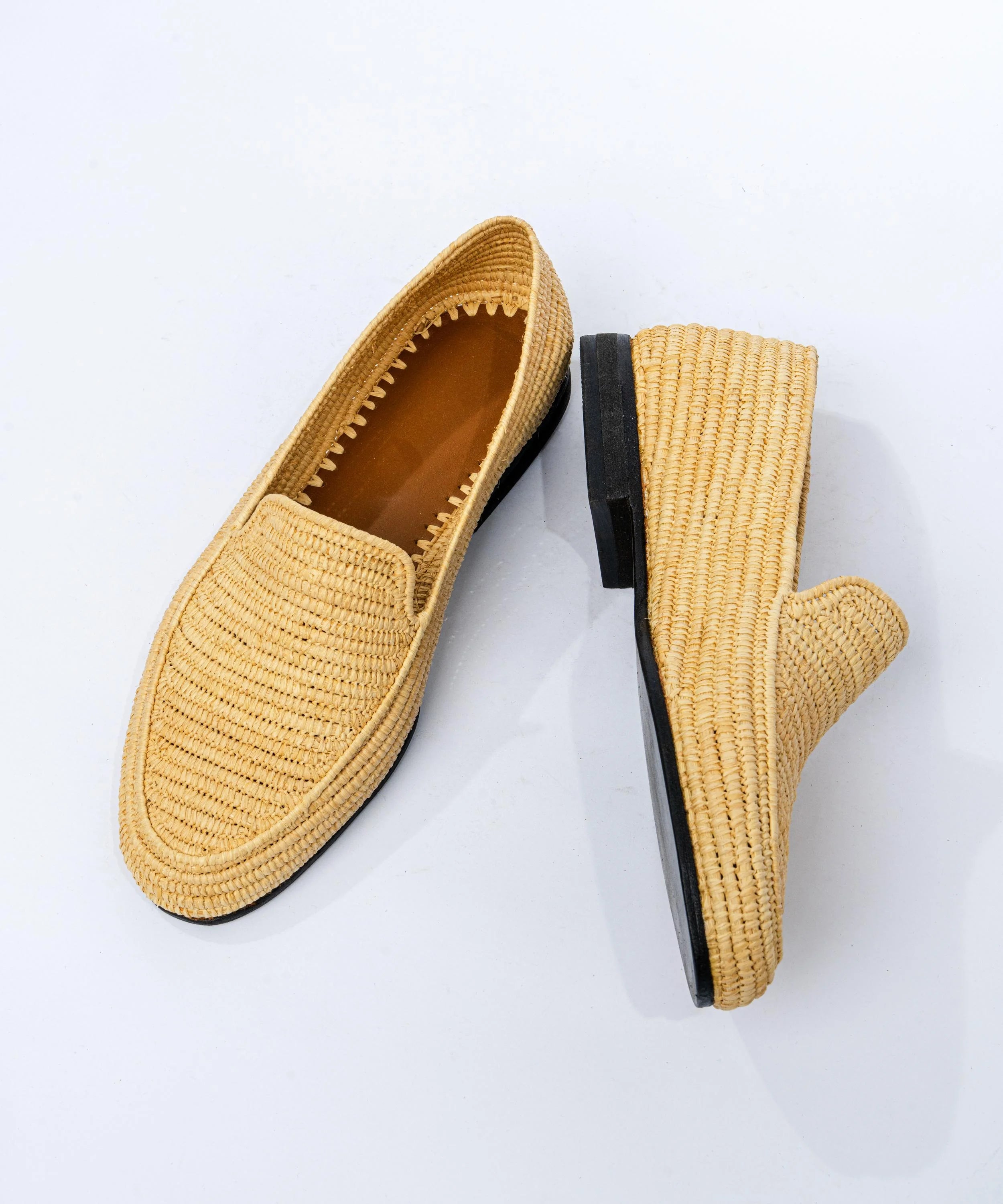 Men's Raffia Loafers in Golden Sand