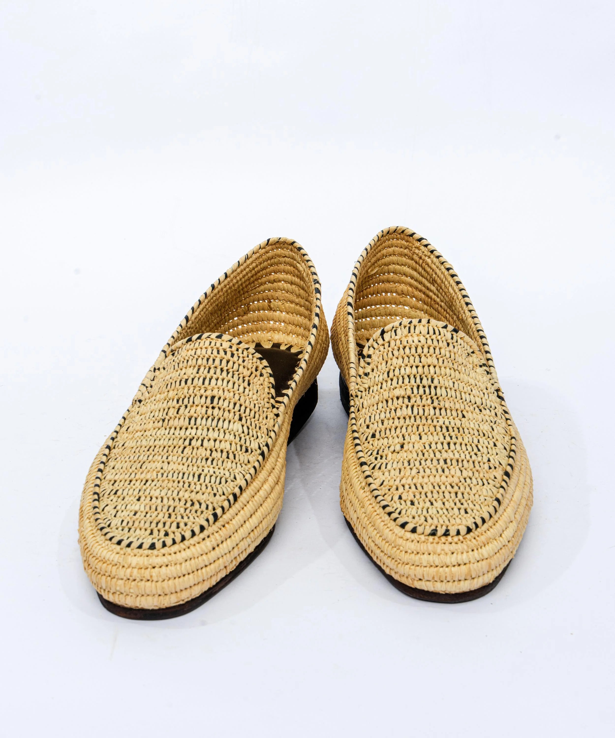 Men's Raffia Loafers in Beige and Black