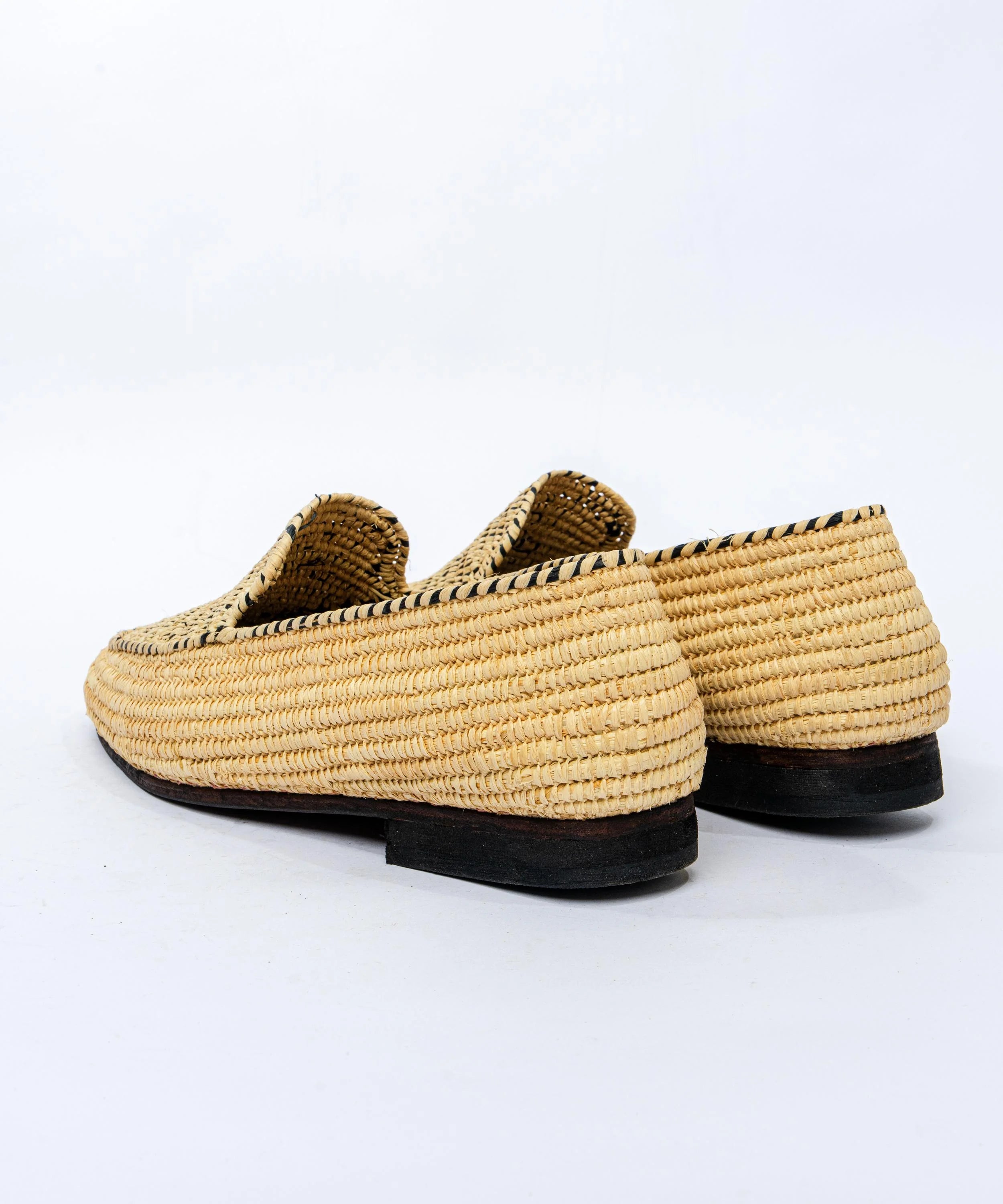 Men's Raffia Loafers in Beige and Black