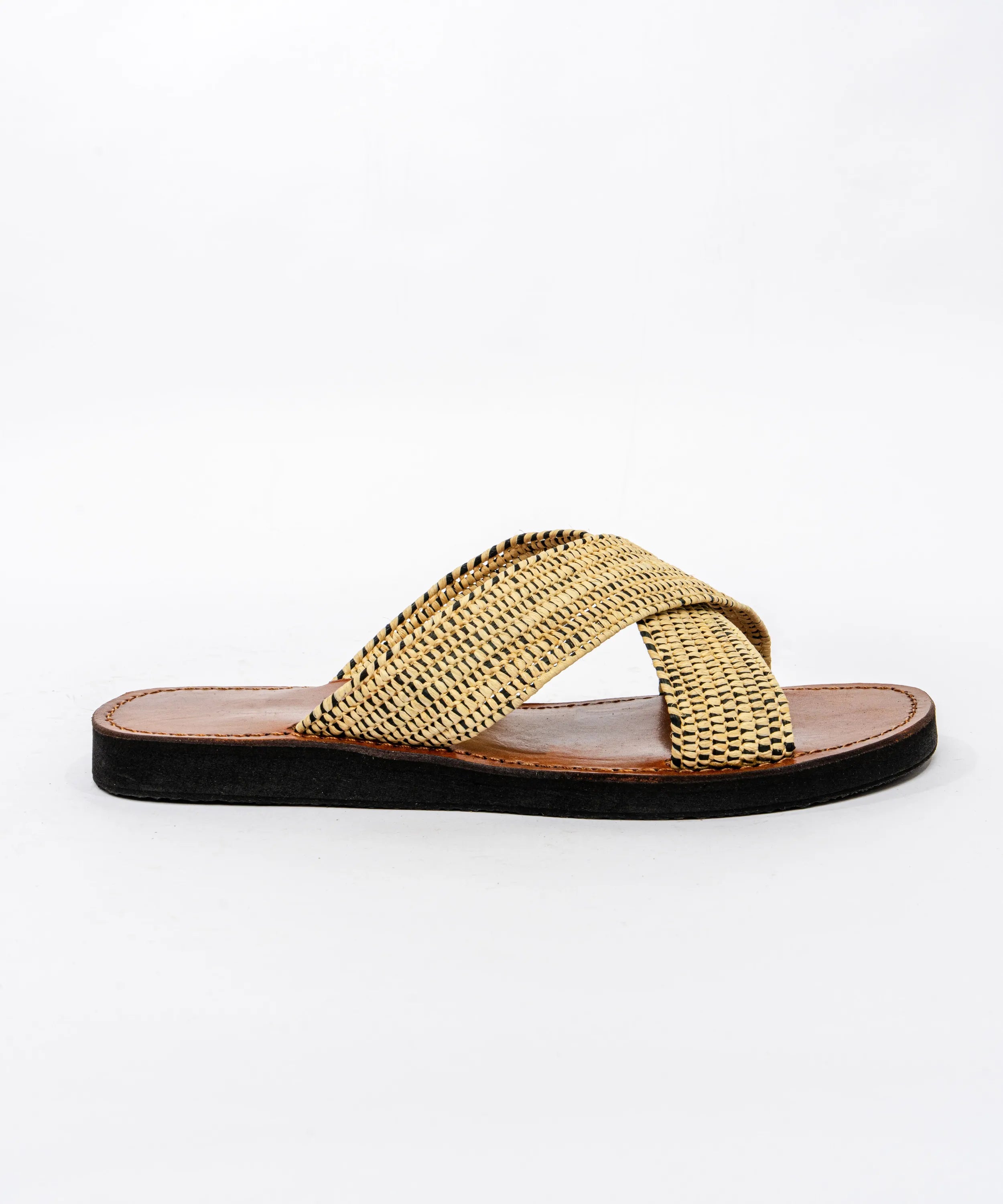 Men's Leather Sandals in Natural