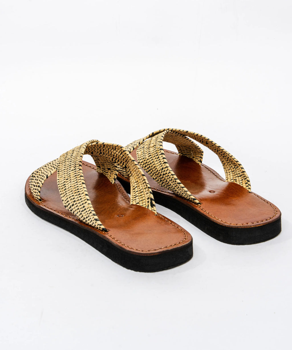 Men's Leather Sandals in Natural