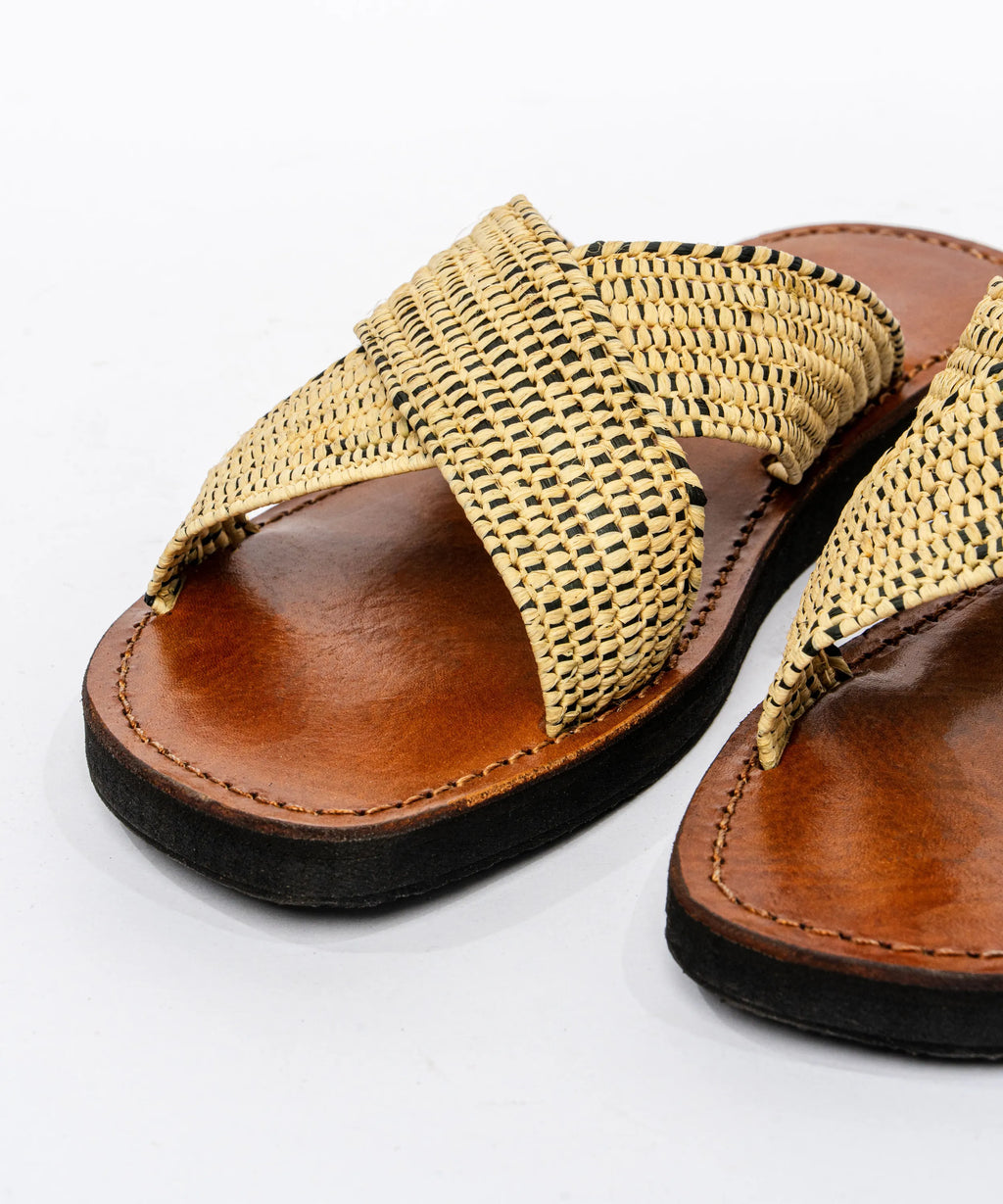 Men's Leather Sandals in Natural