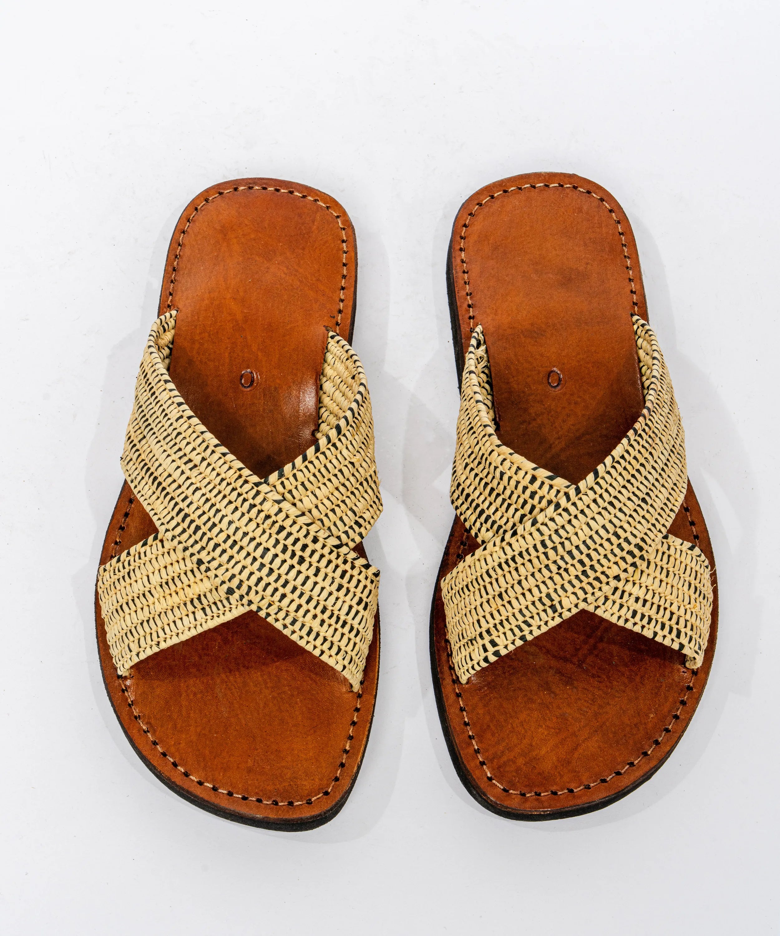 Men's Leather Sandals in Natural