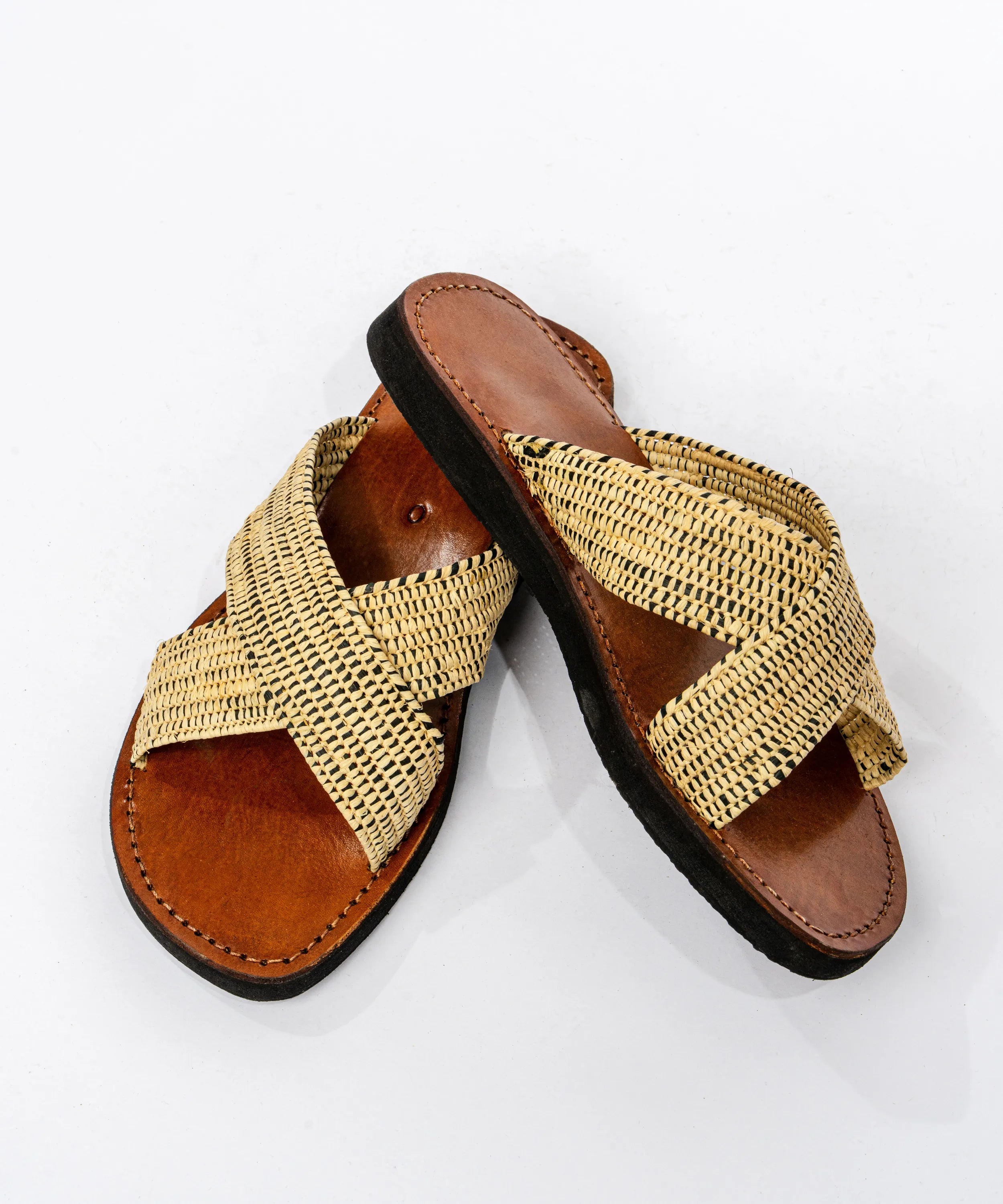 Men's Leather Sandals in Natural
