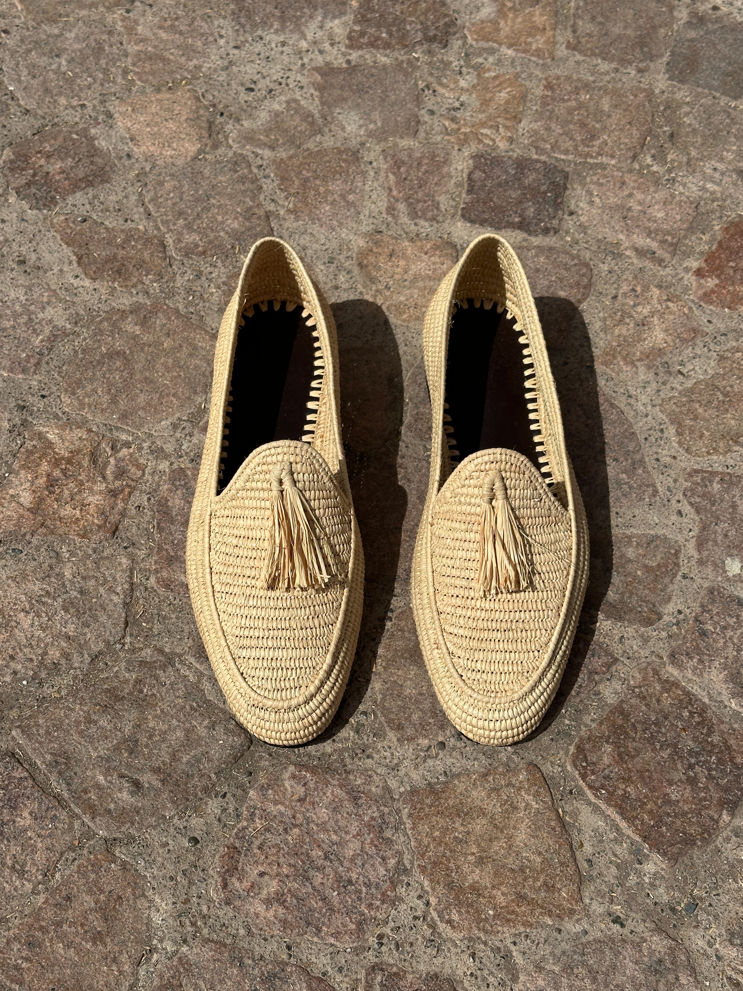 Men's Raffia Loafers in Beige