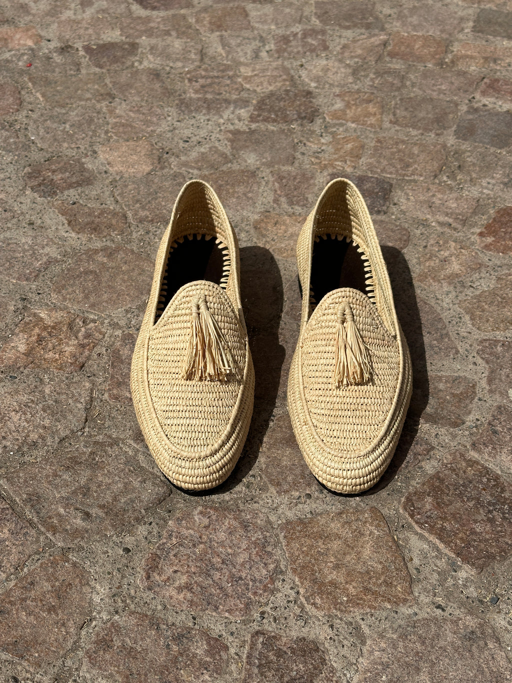 Men's Raffia Loafers in Beige