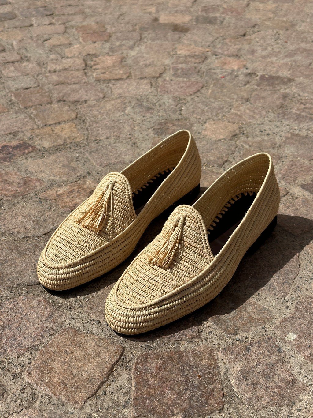 Men's Raffia Loafers in Beige