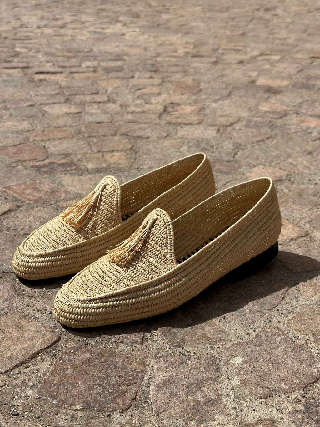 Men's Raffia Loafers in Beige