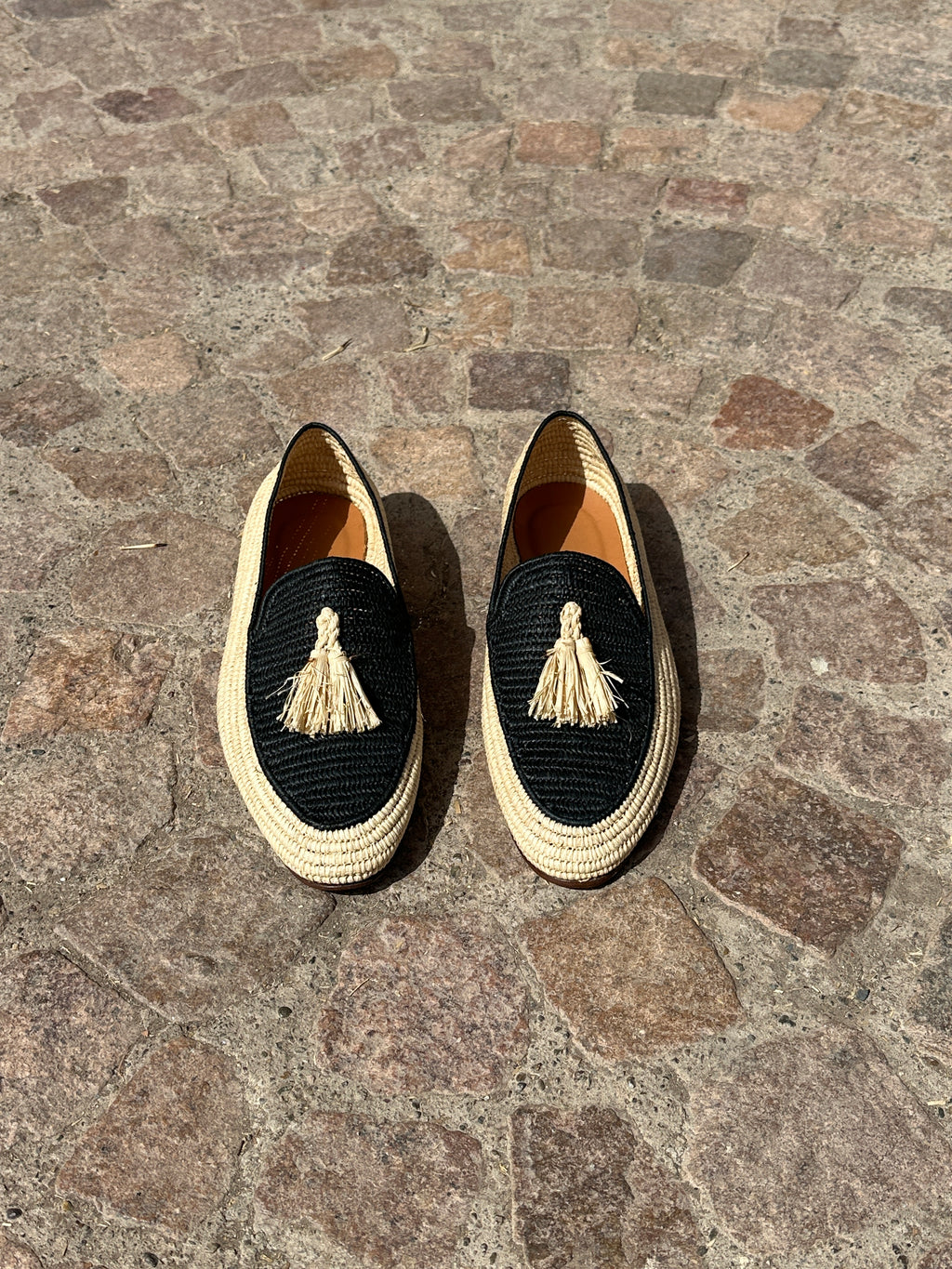 Men's Raffia Loafers in Natural & BlacK