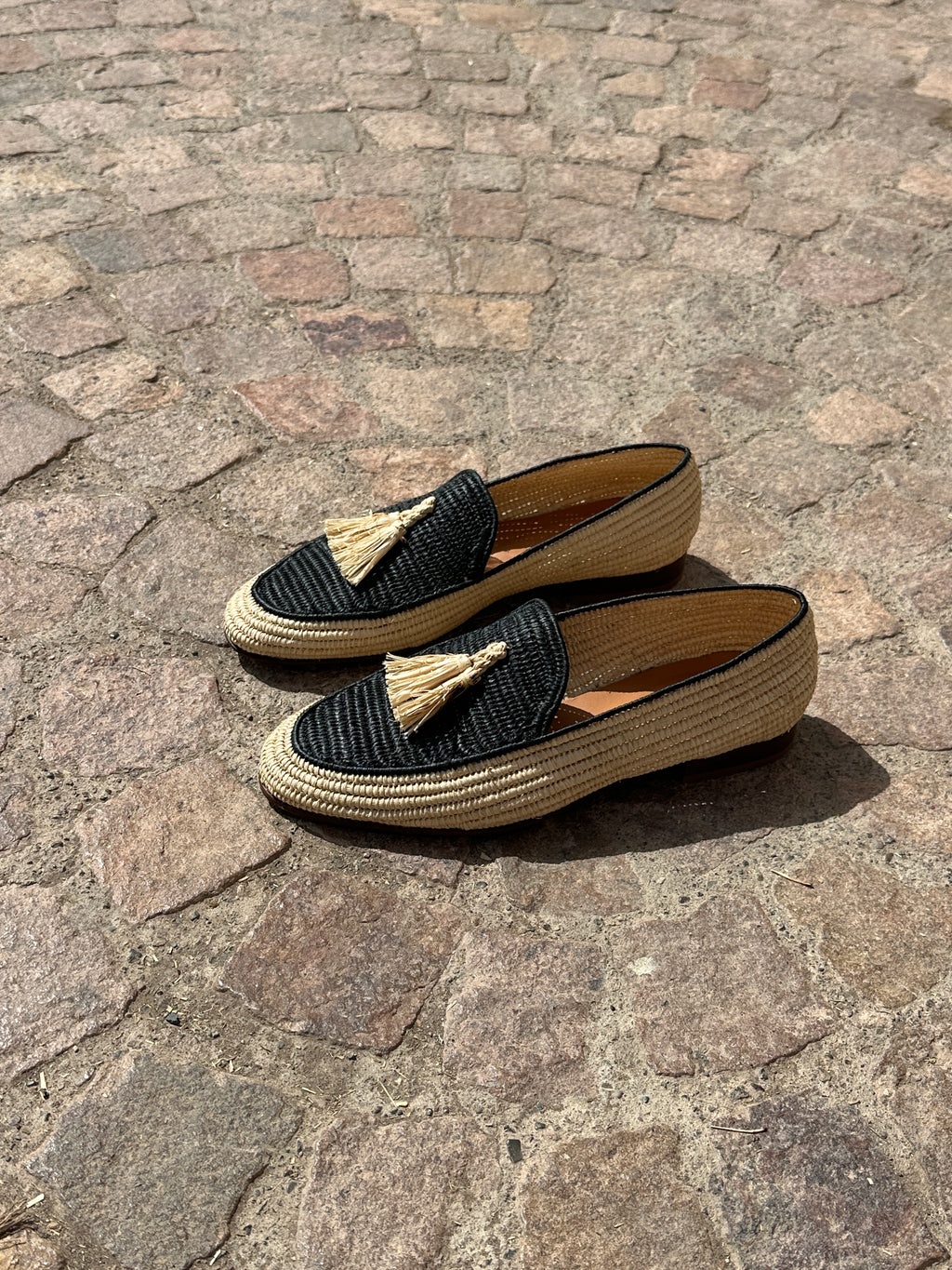 Men's Raffia Loafers in Natural & BlacK