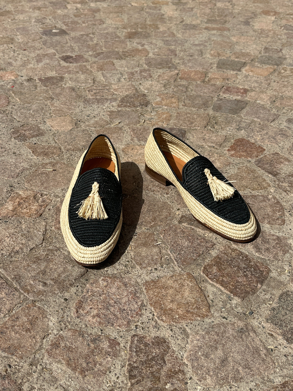 Men's Raffia Loafers in Natural & BlacK