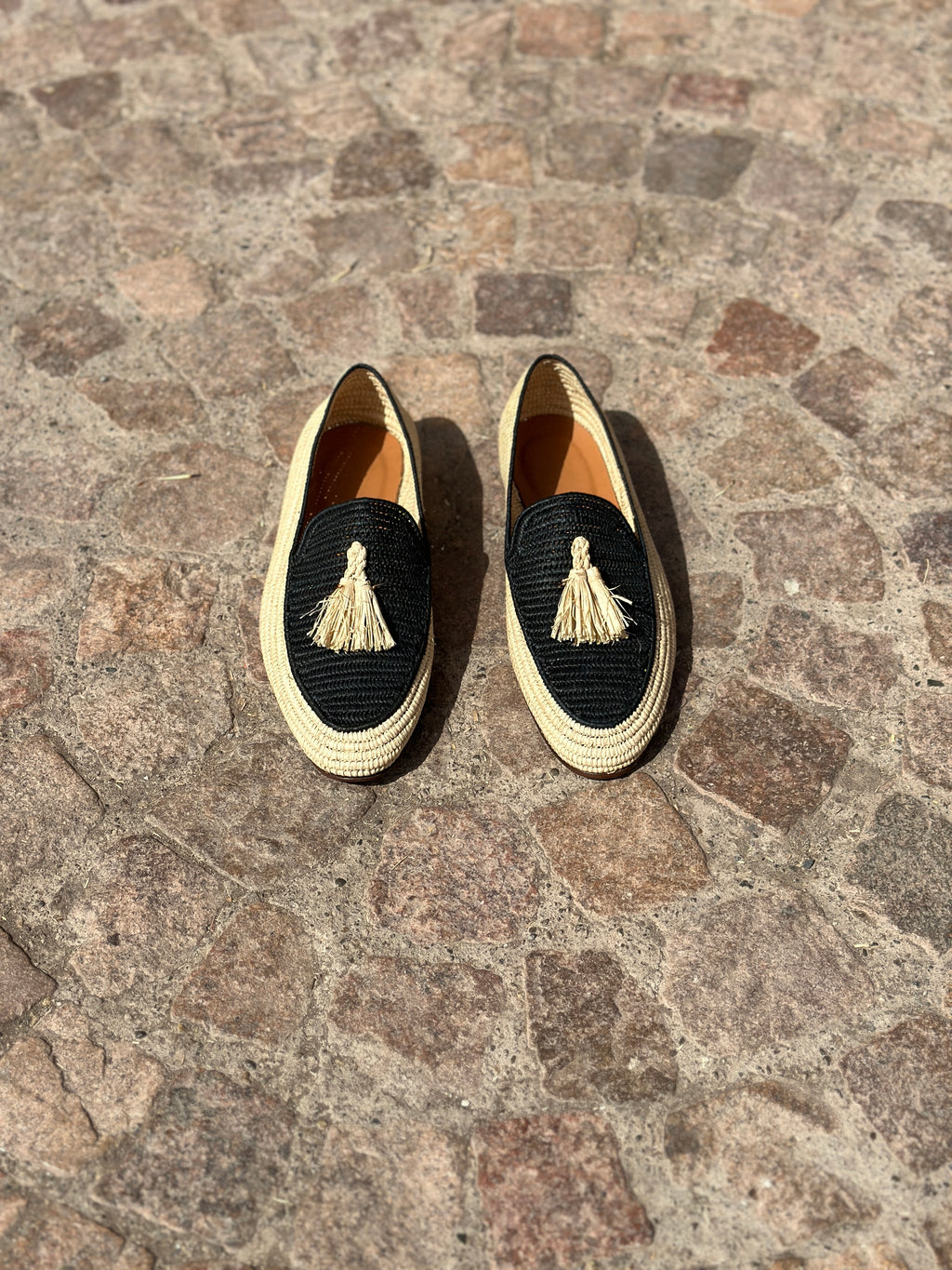 Men's Raffia Loafers in Natural & BlacK