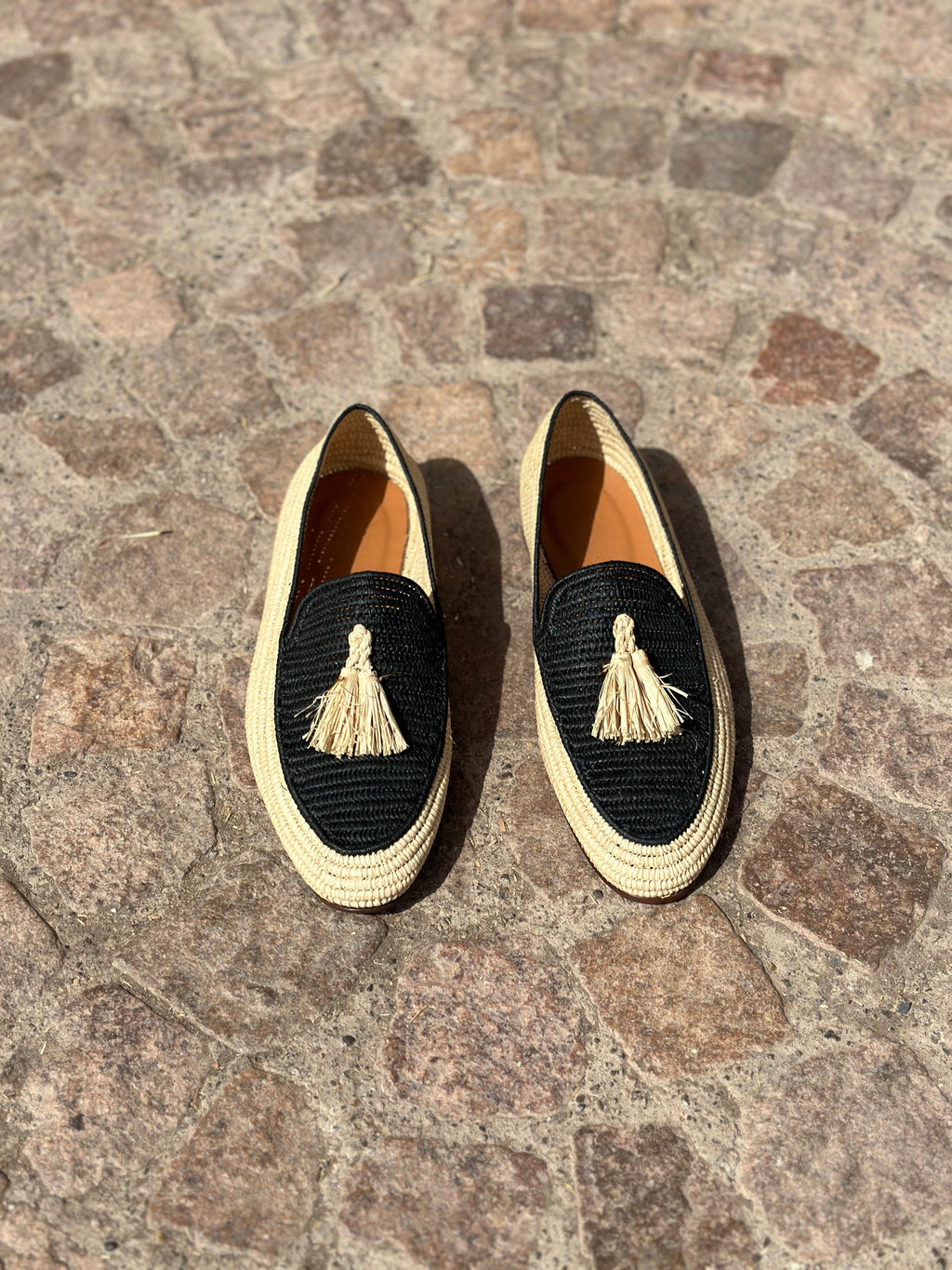 Men's Raffia Loafers in Natural & BlacK
