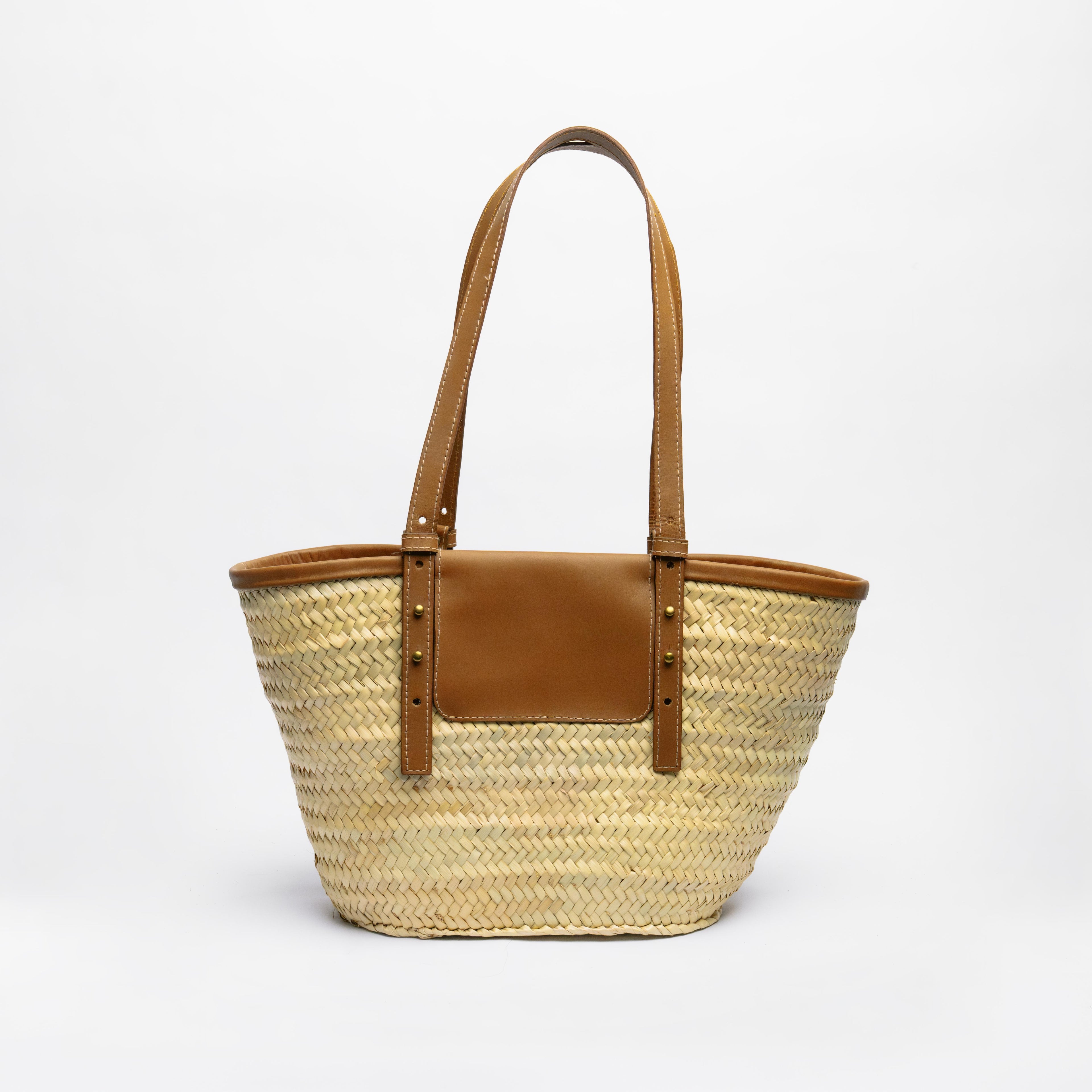 Sac cabas de poche en paille naturelle