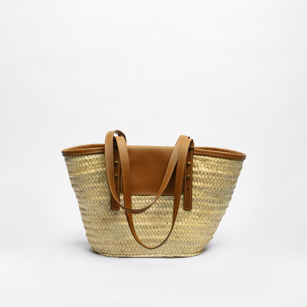 Sac cabas de poche en paille naturelle
