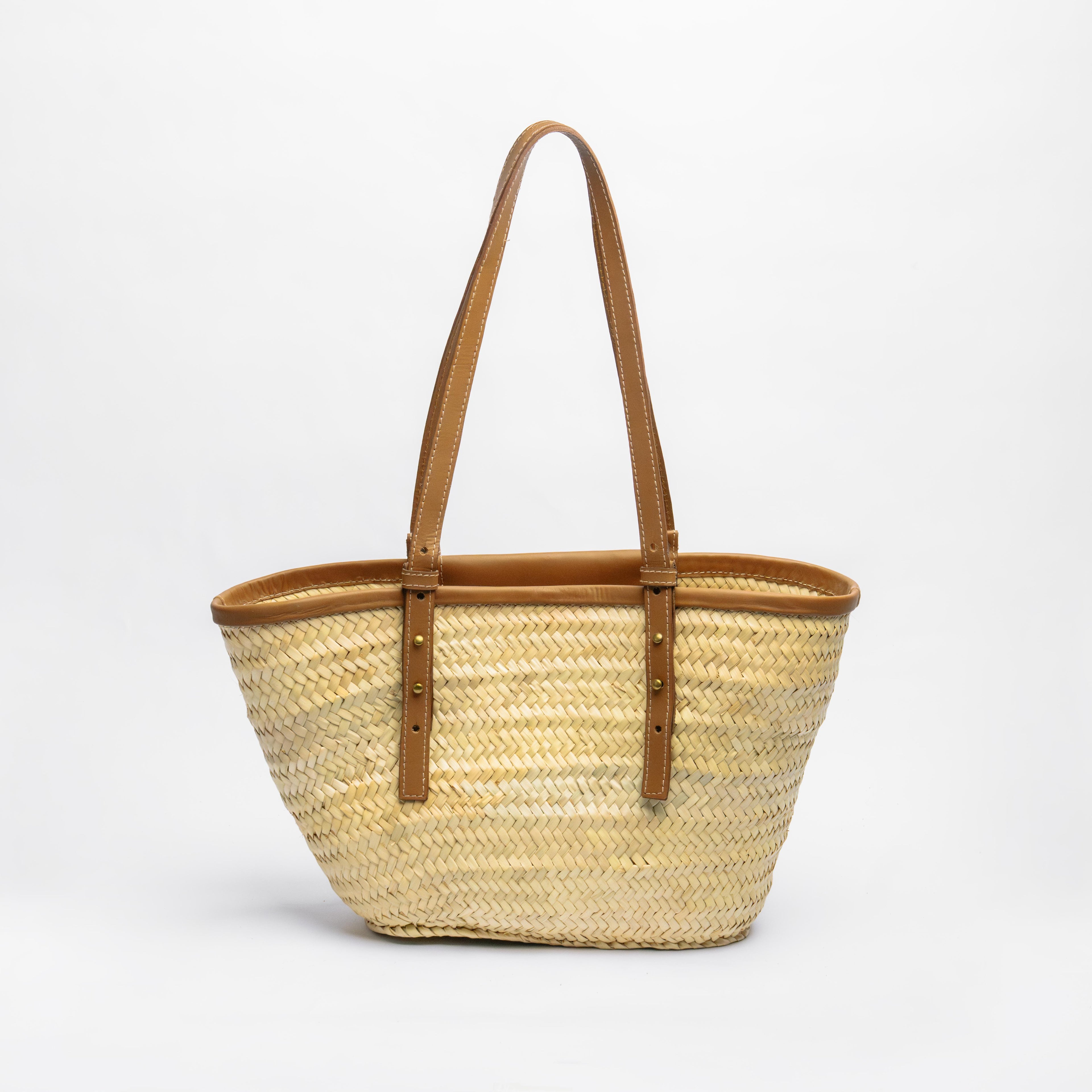 Sac cabas de poche en paille naturelle