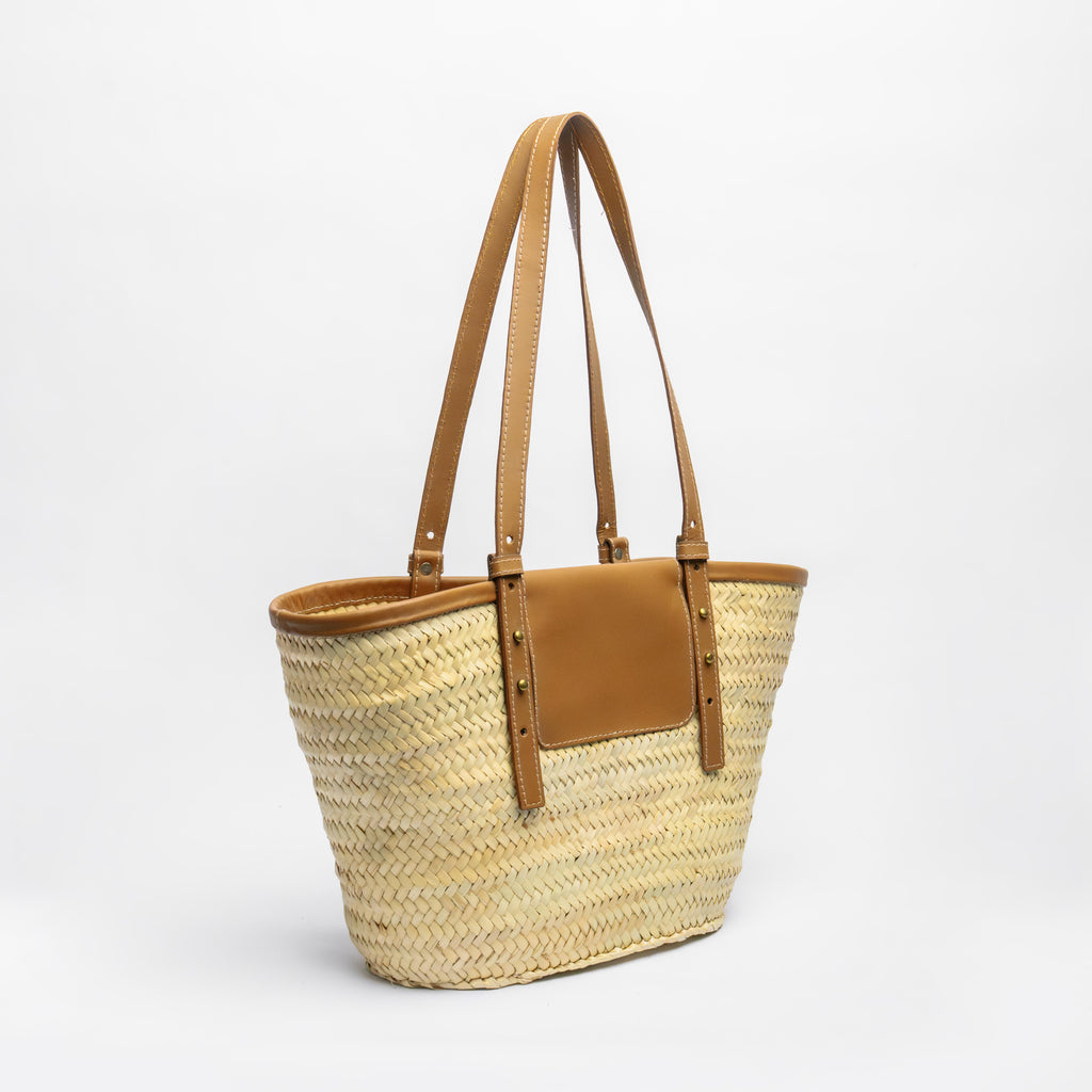 Sac cabas de poche en paille naturelle