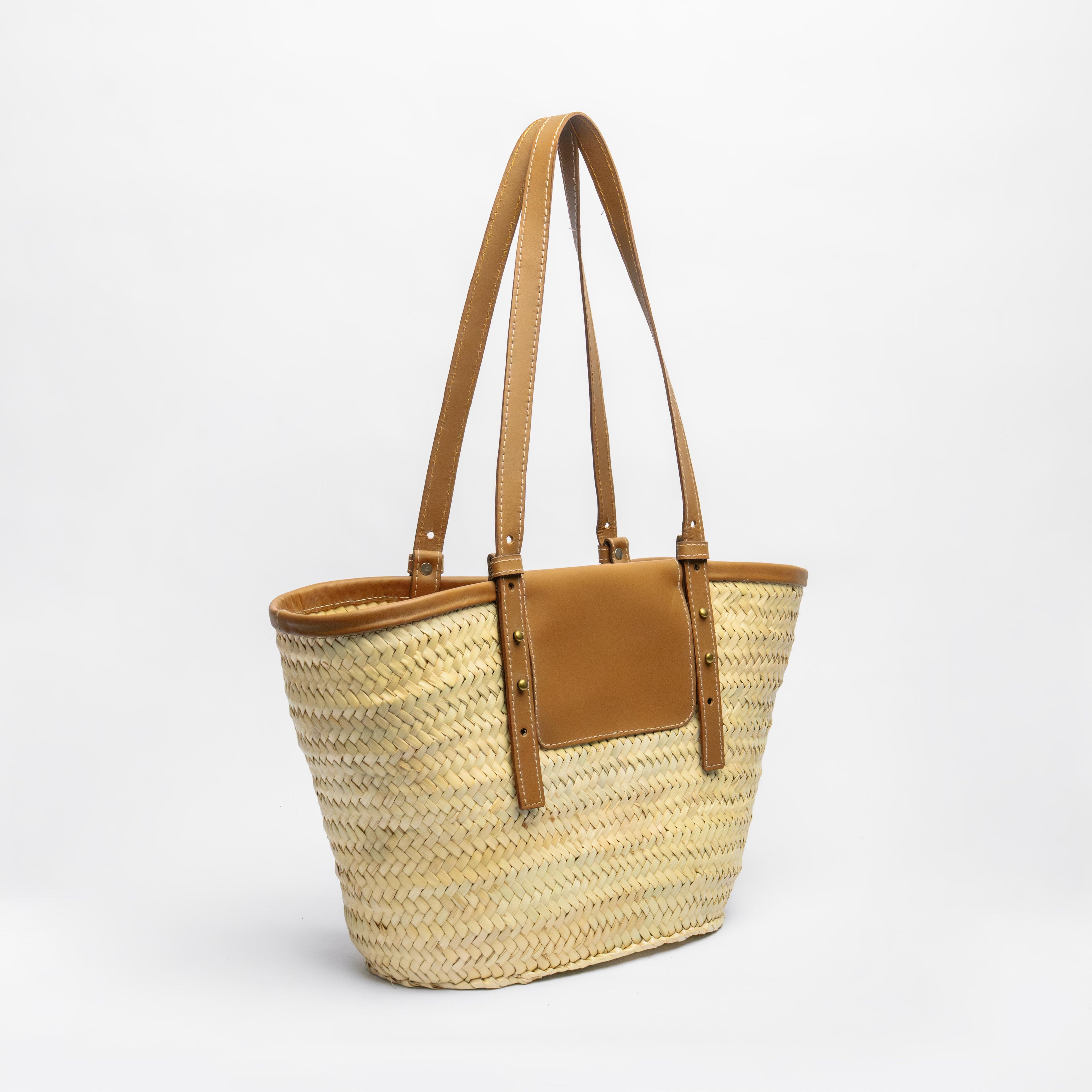 Sac cabas de poche en paille naturelle