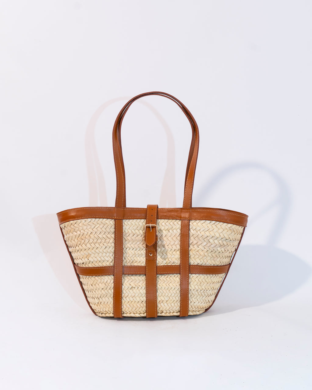 Natural Straw Belted Tote