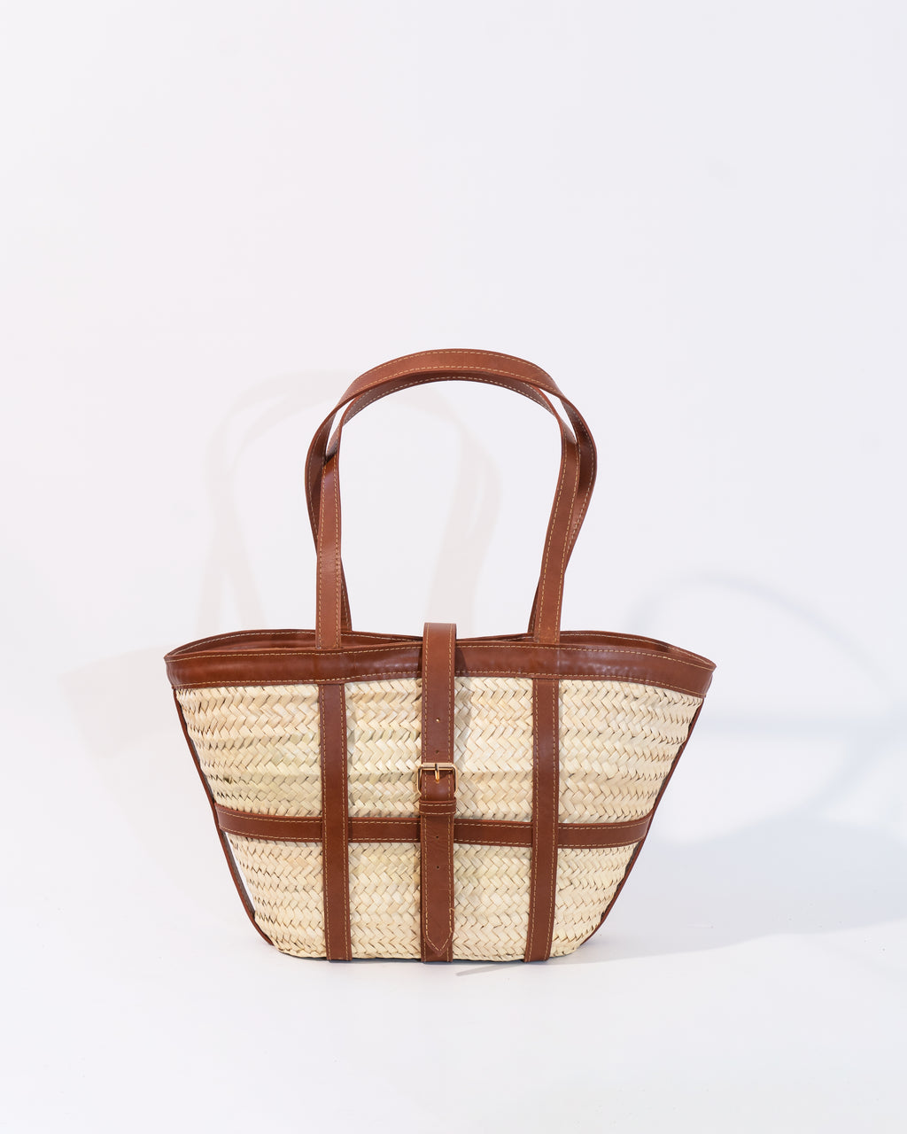 Natural Straw Belted Tote