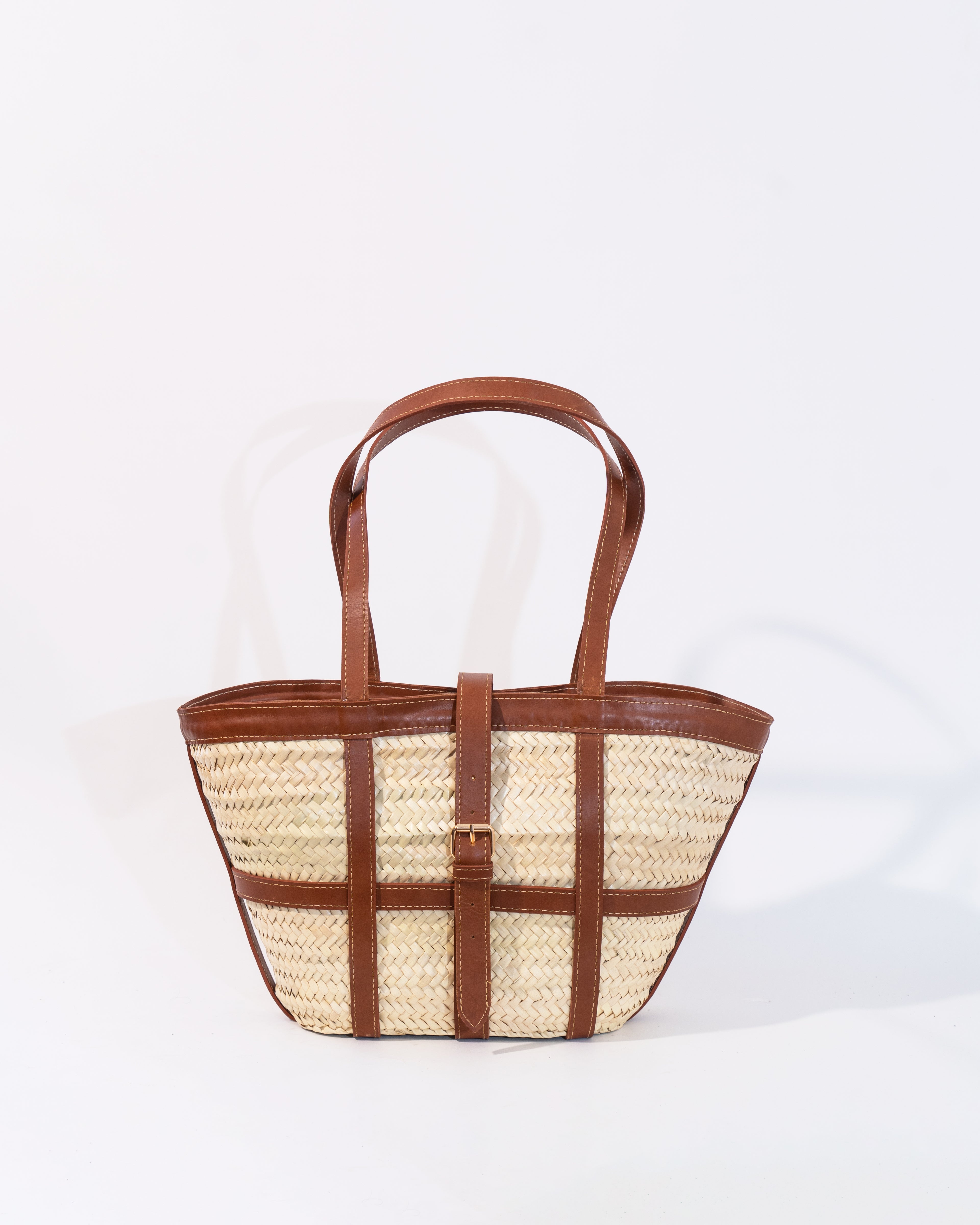 Natural Straw Belted Tote